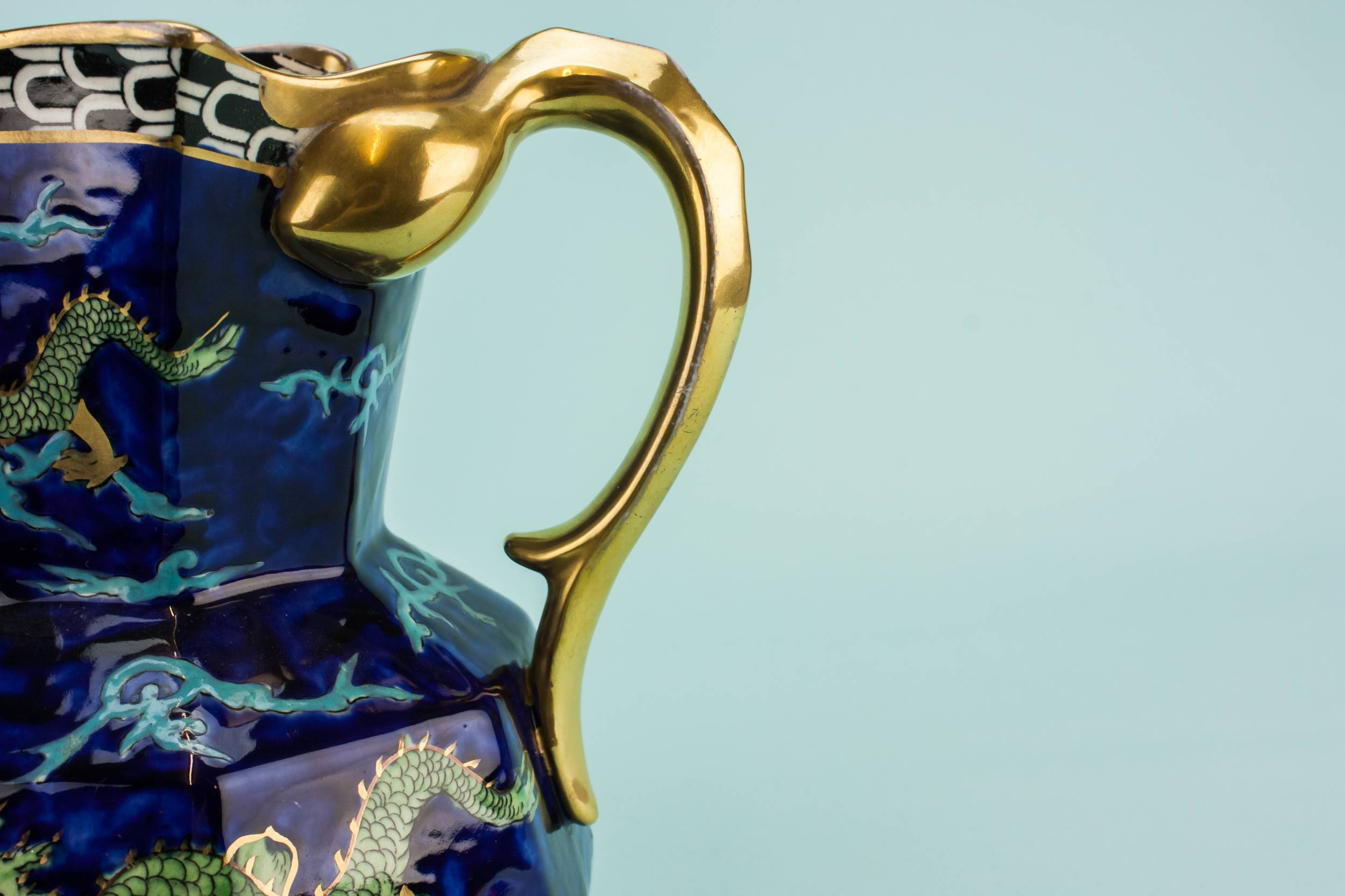 Spectacular Vintage JUG — Blue pottery jug 3