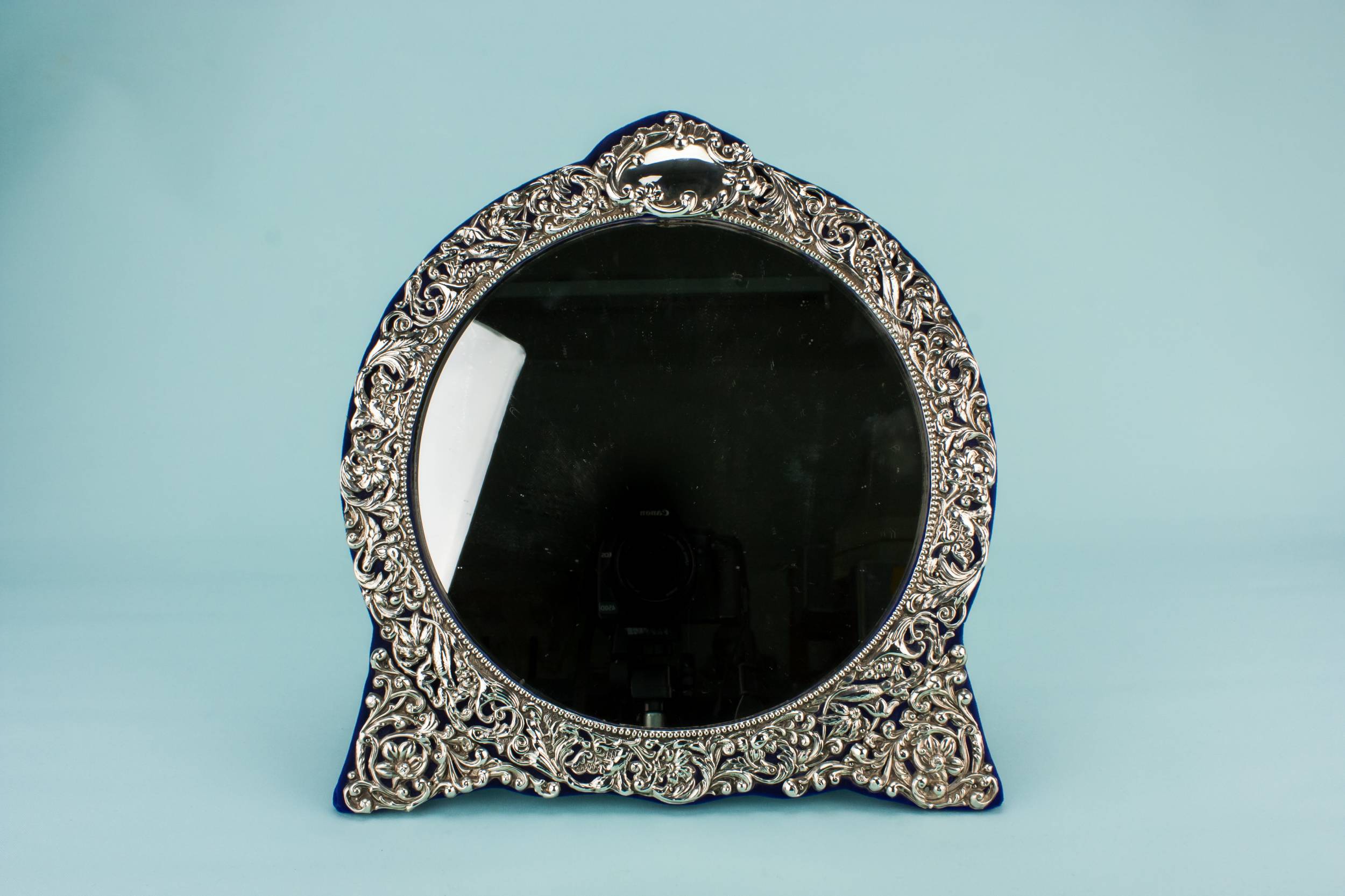 Spectacular Antique MIRROR — Sterling Silver round mirror