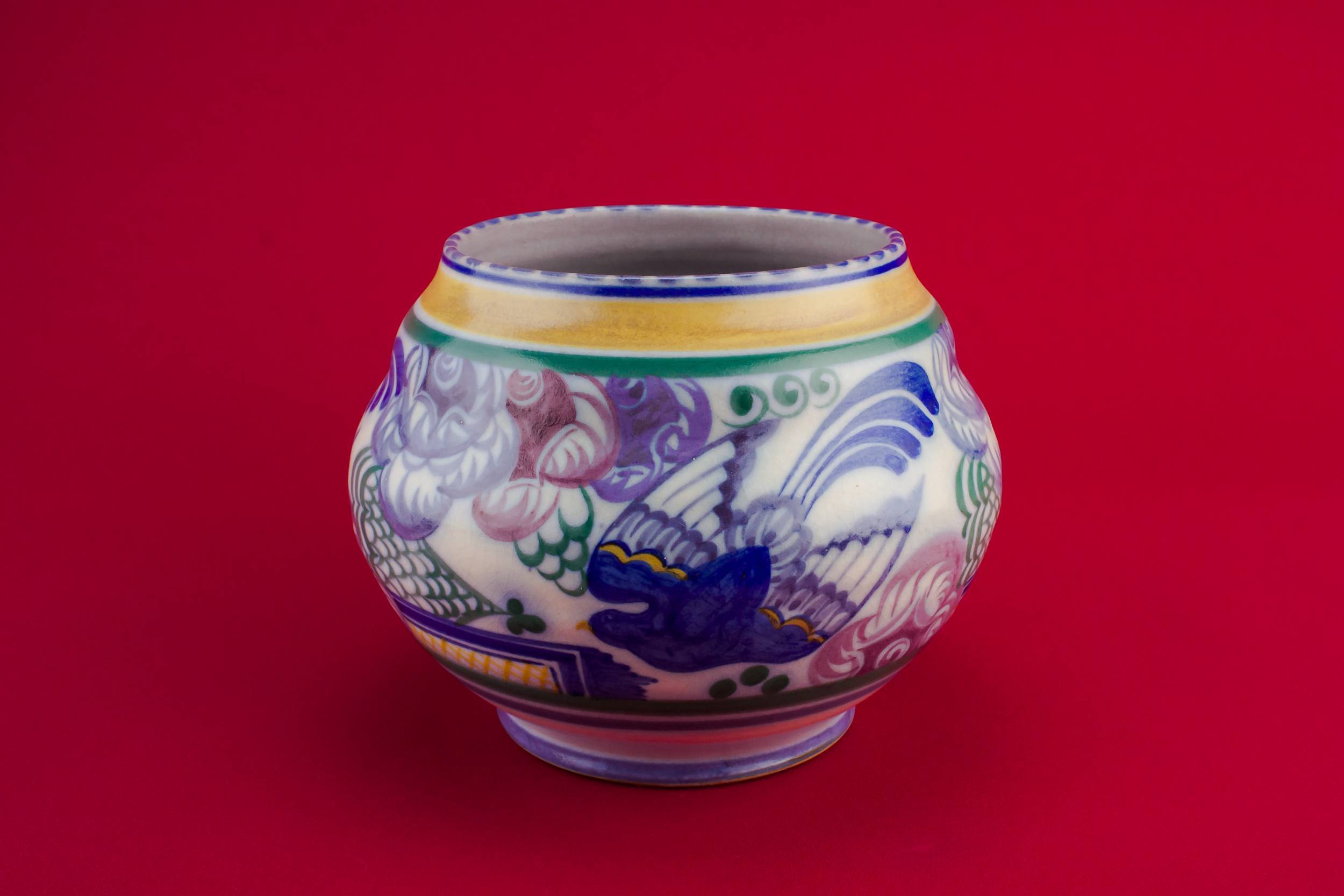Vintage Pottery Floral — Art Deco vase