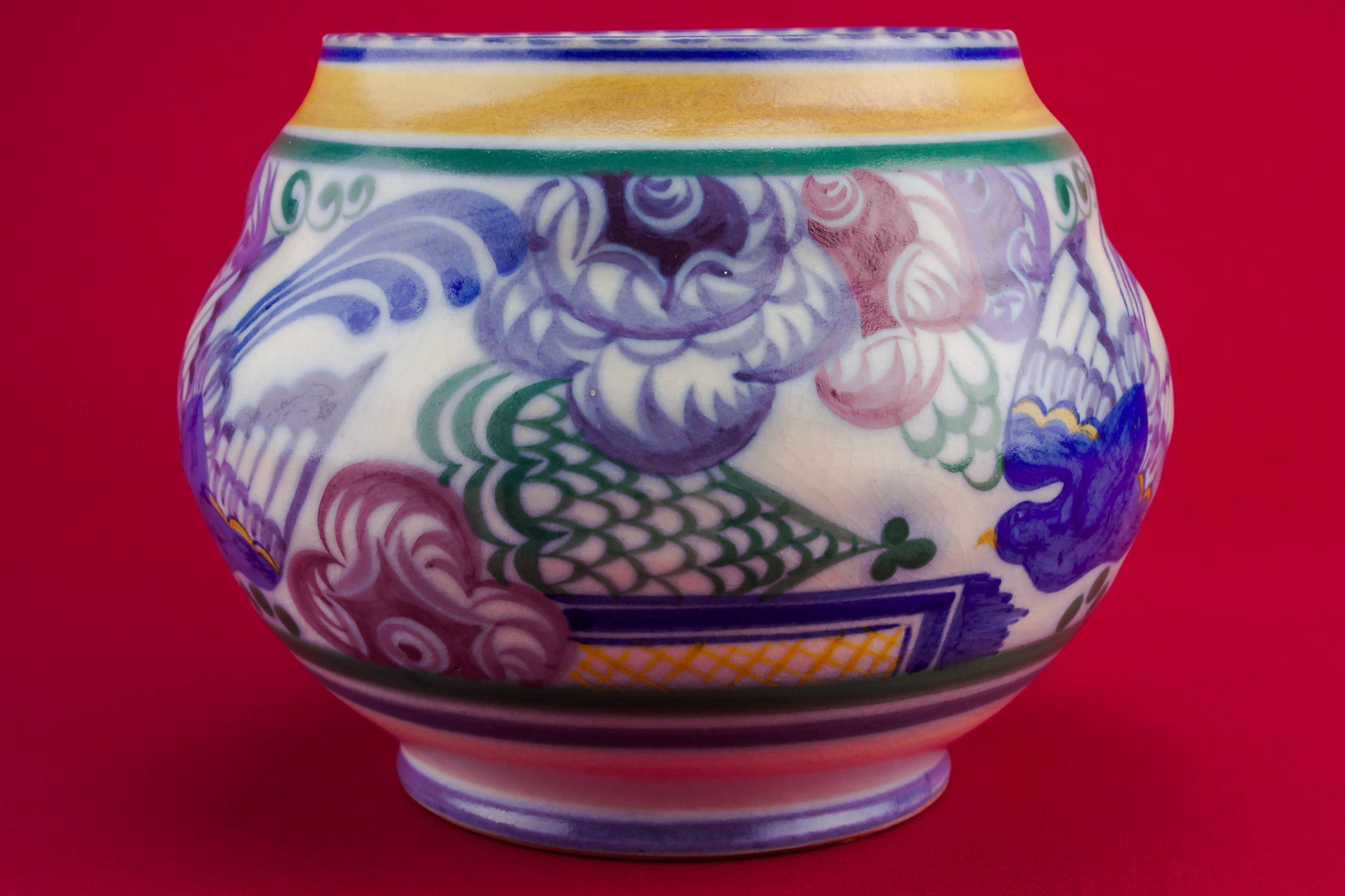Vintage Pottery Floral — Art Deco vase 1