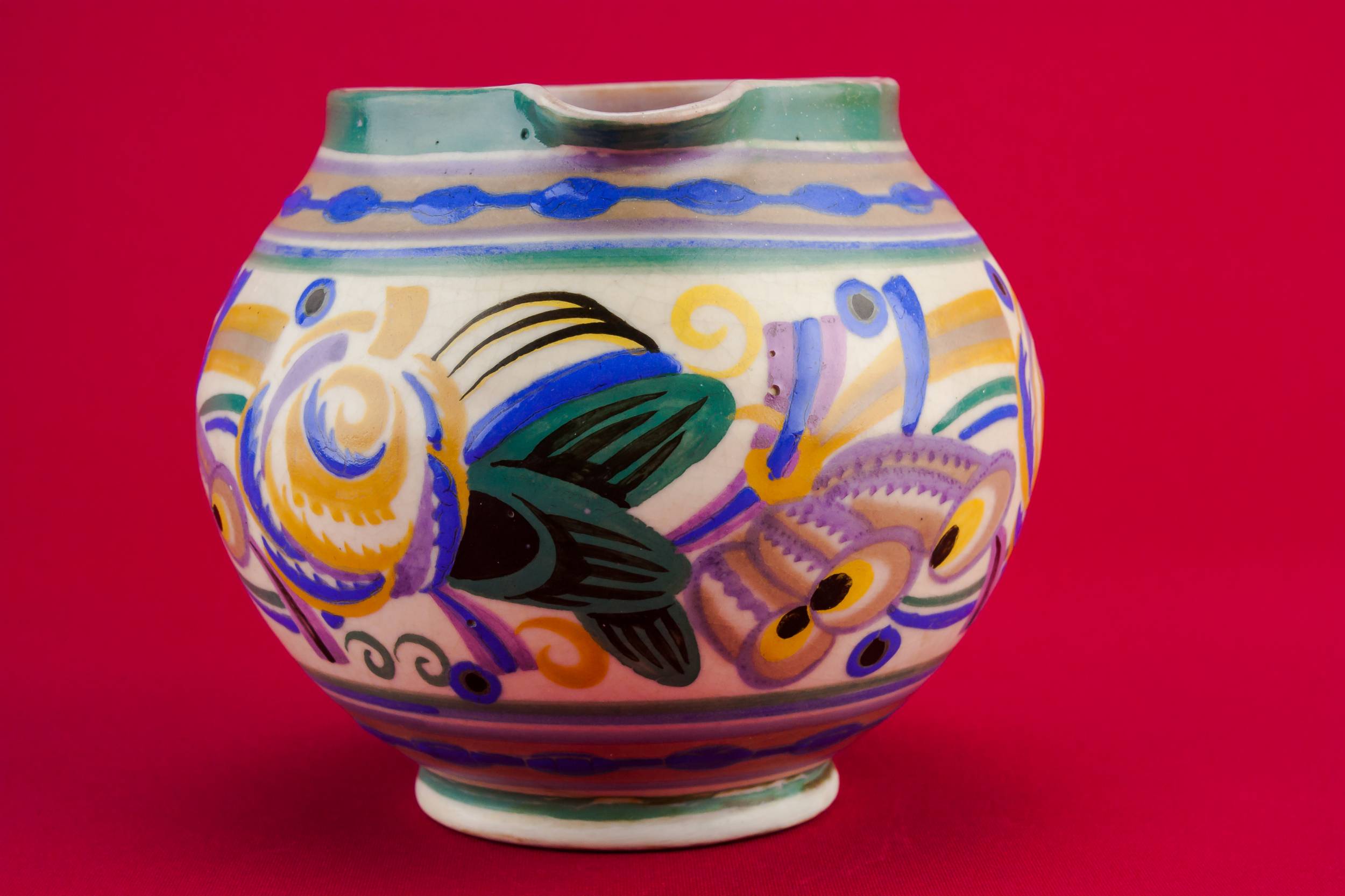 Pottery Blue Oil — Art Deco water jug 2
