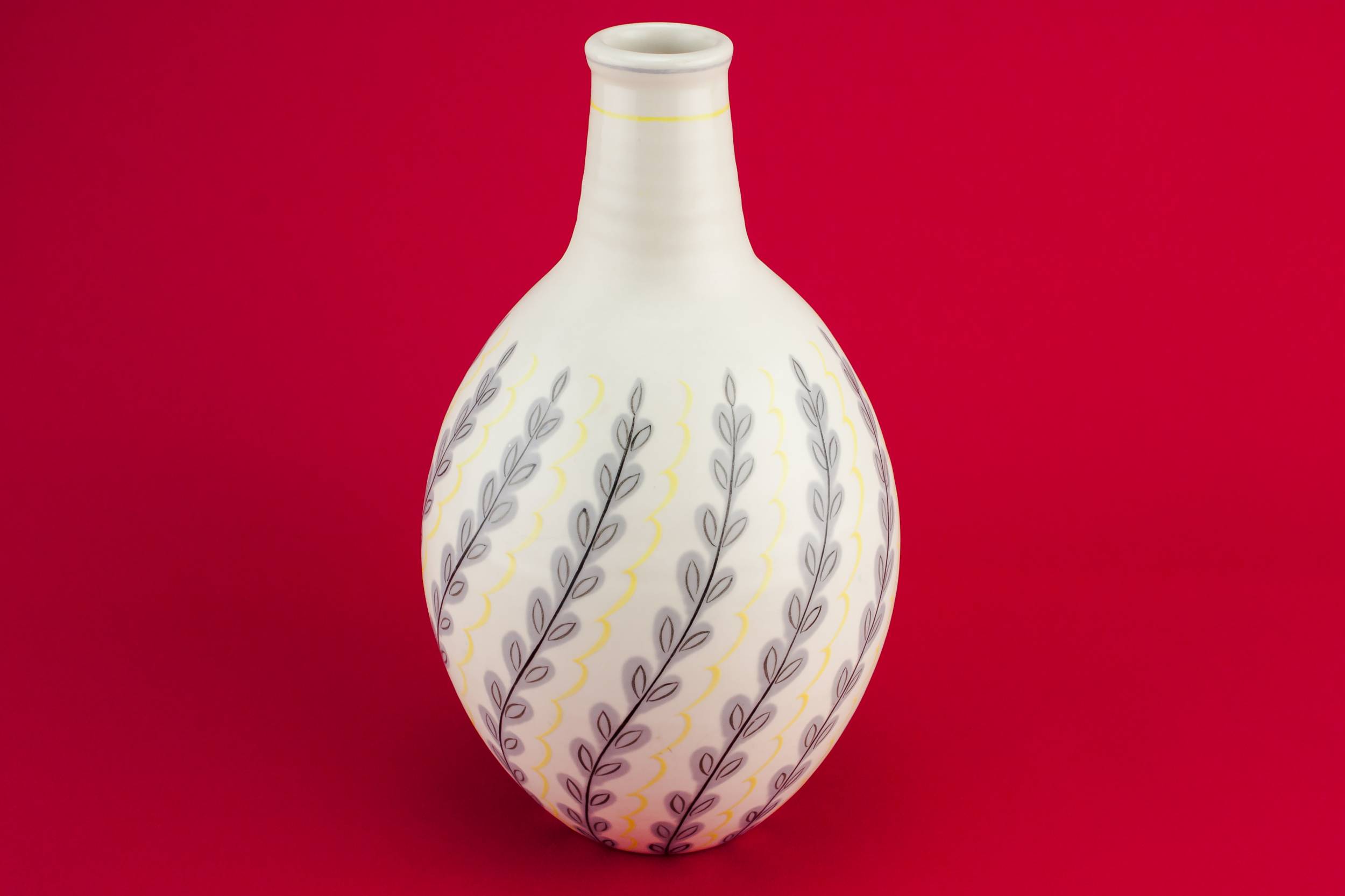 White Modernist VASE — Tall globular vase