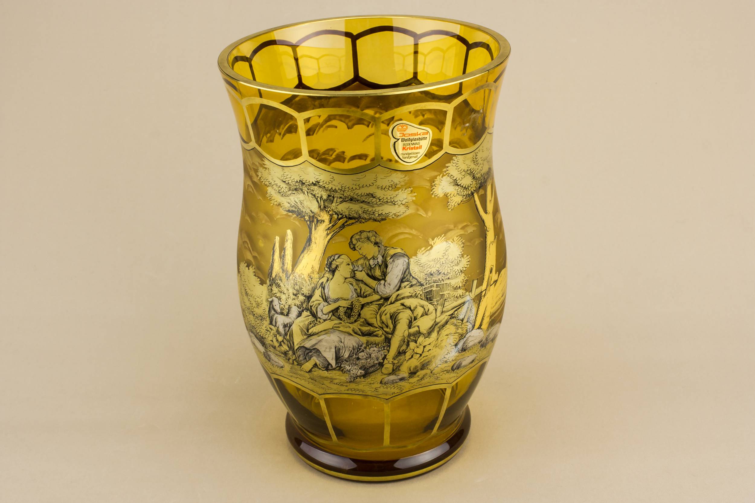Beautiful Modernist VASE — Joska painted glass vase