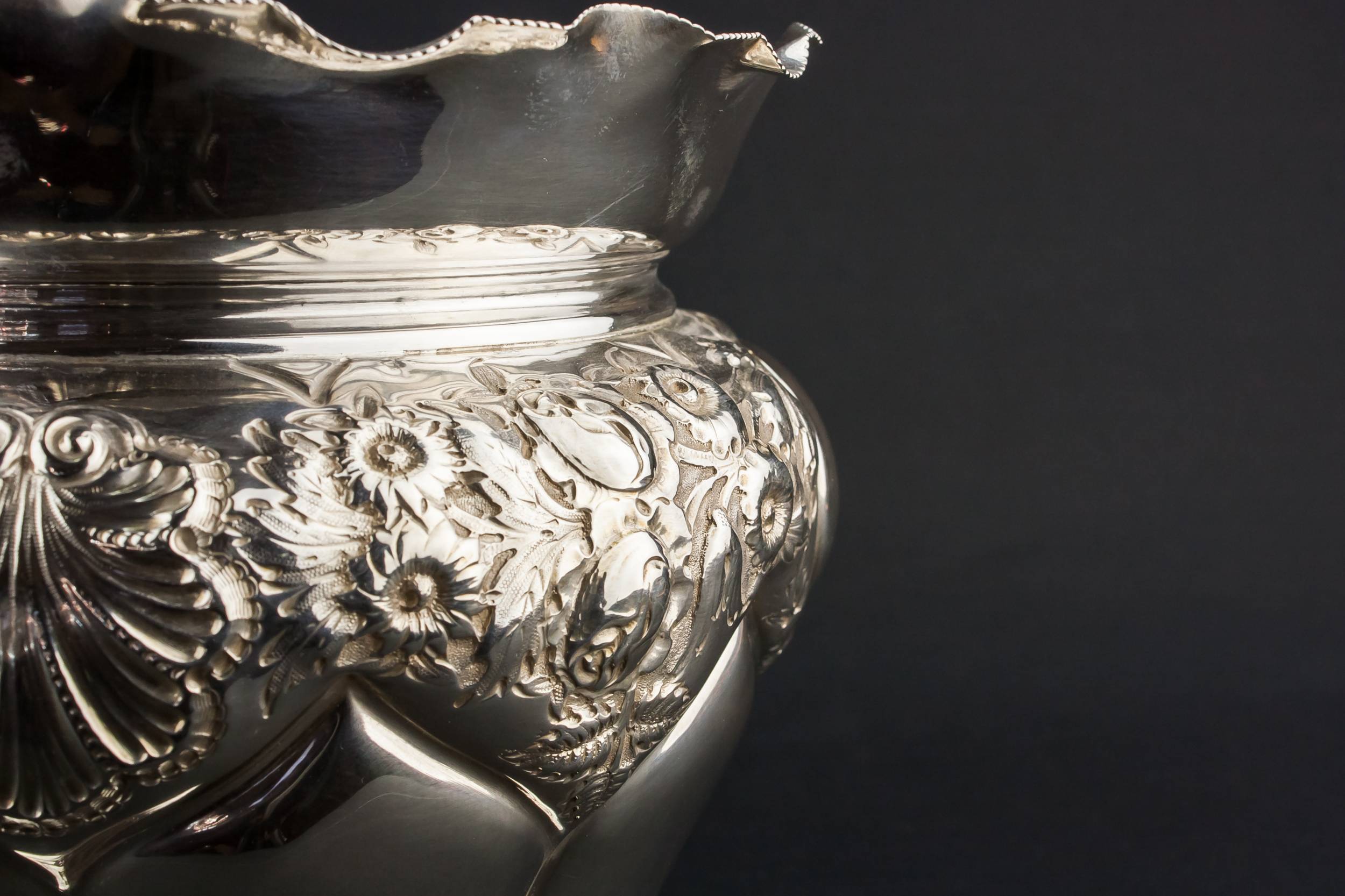 Large Antique WINE — Sterling silver wine cooler 3