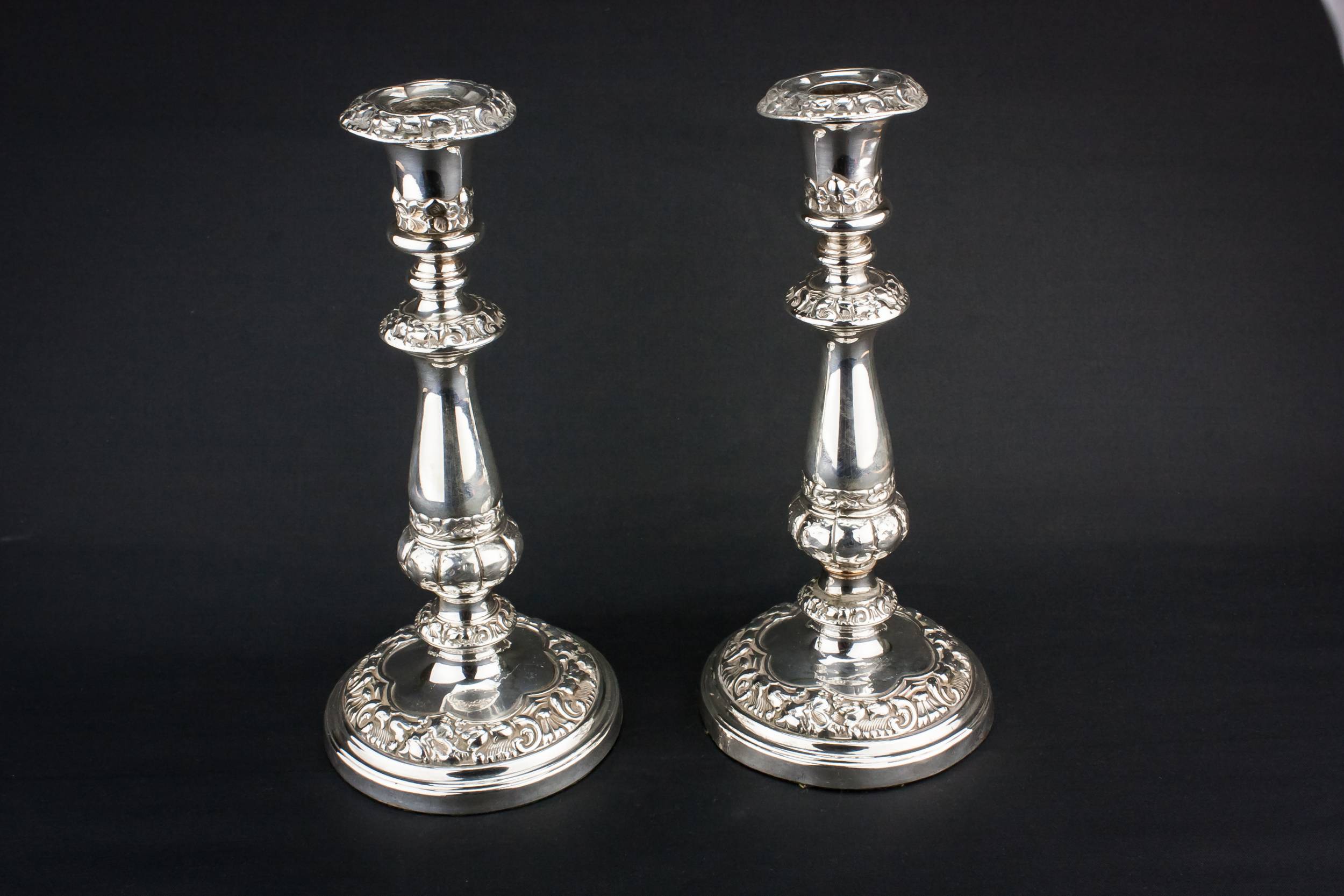 High Victorian Antique — 2 tall candlesticks