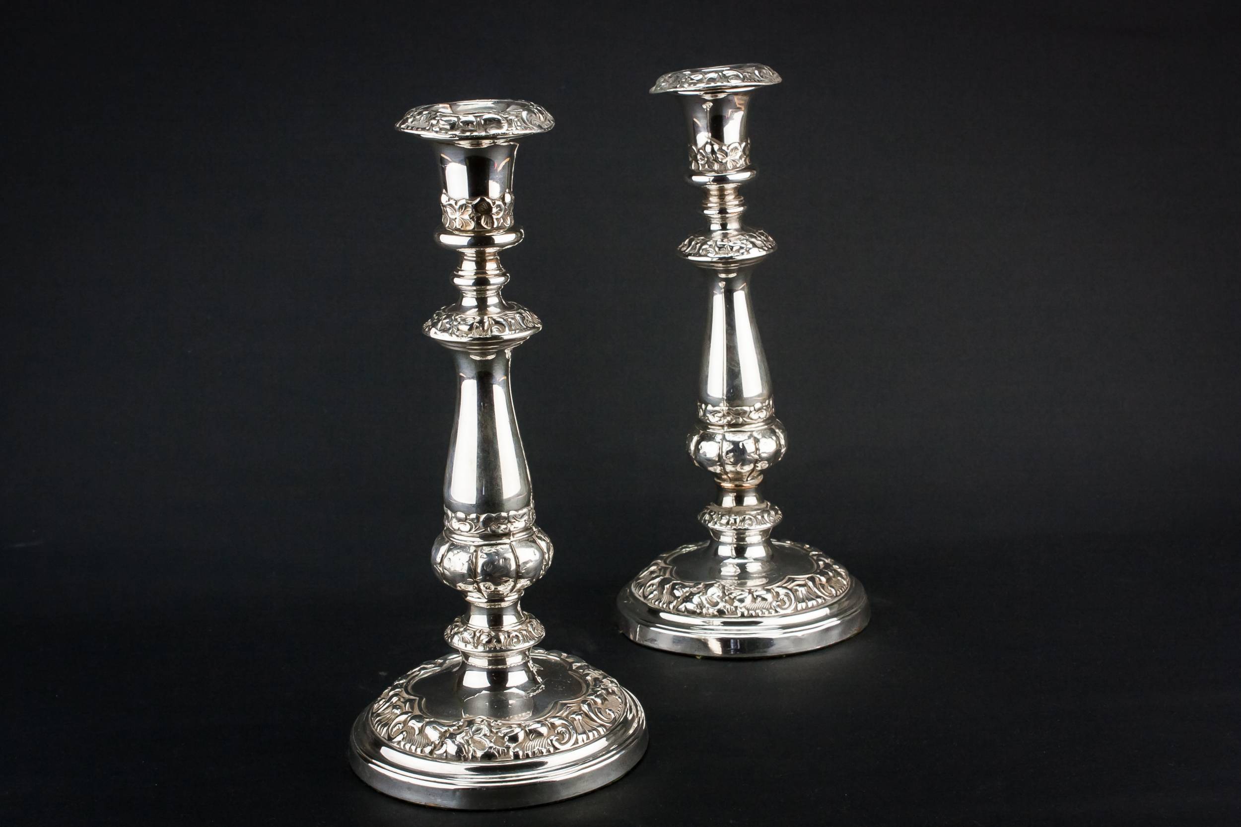 High Victorian Antique — 2 tall candlesticks 3