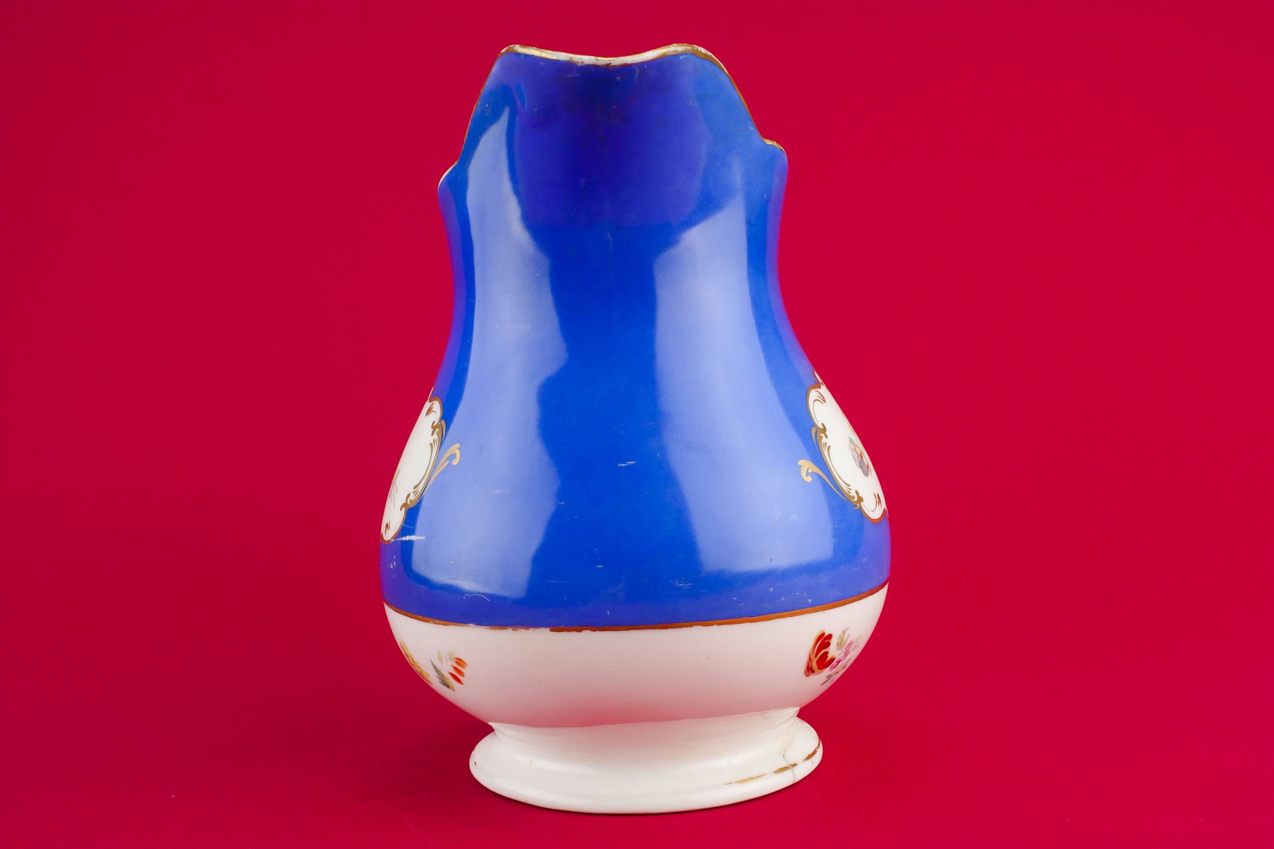 Antique Rustic JUG — Blue bone china jug 2