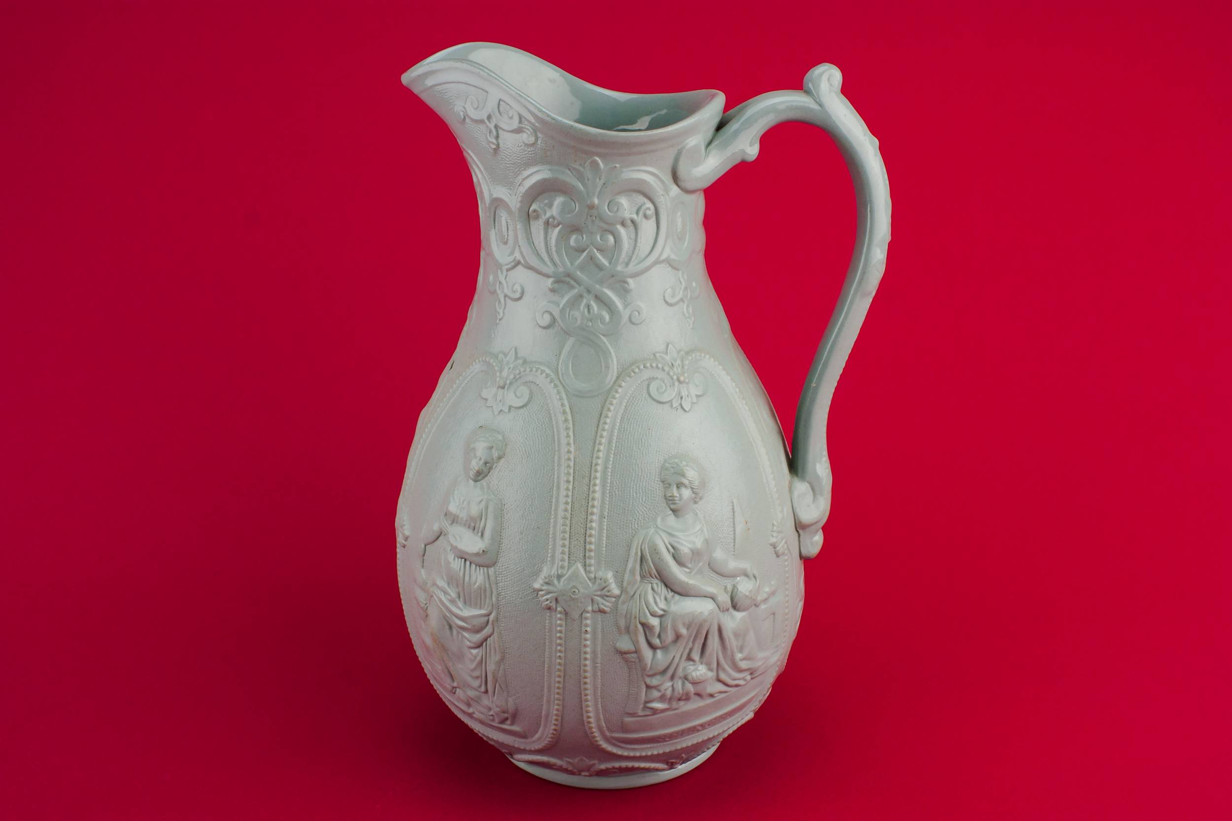 Antique Stoneware Juice — Gothic Revival water jug