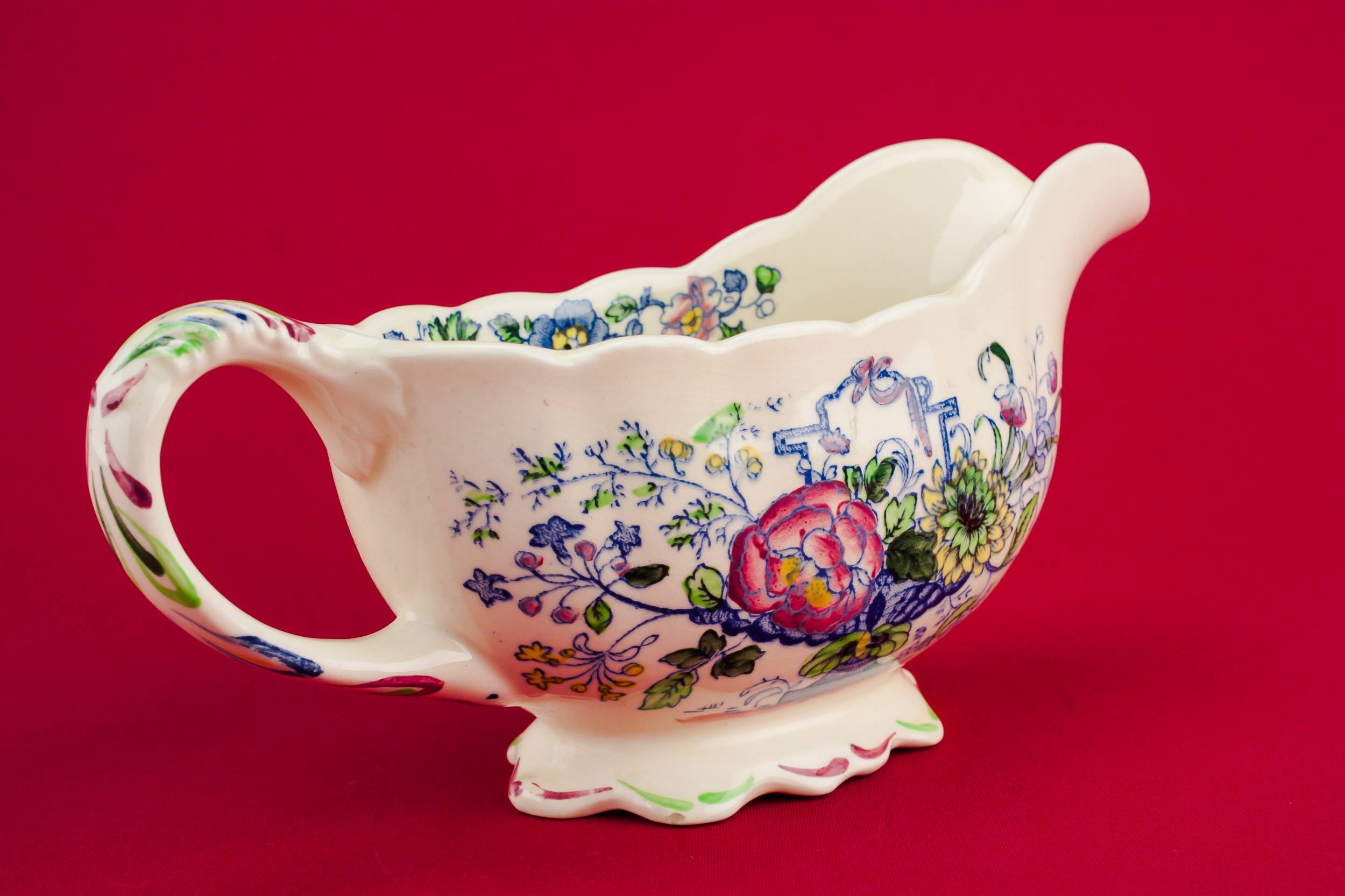 Traditional Beautiful Strathmore — Masons pottery gravy boat 1