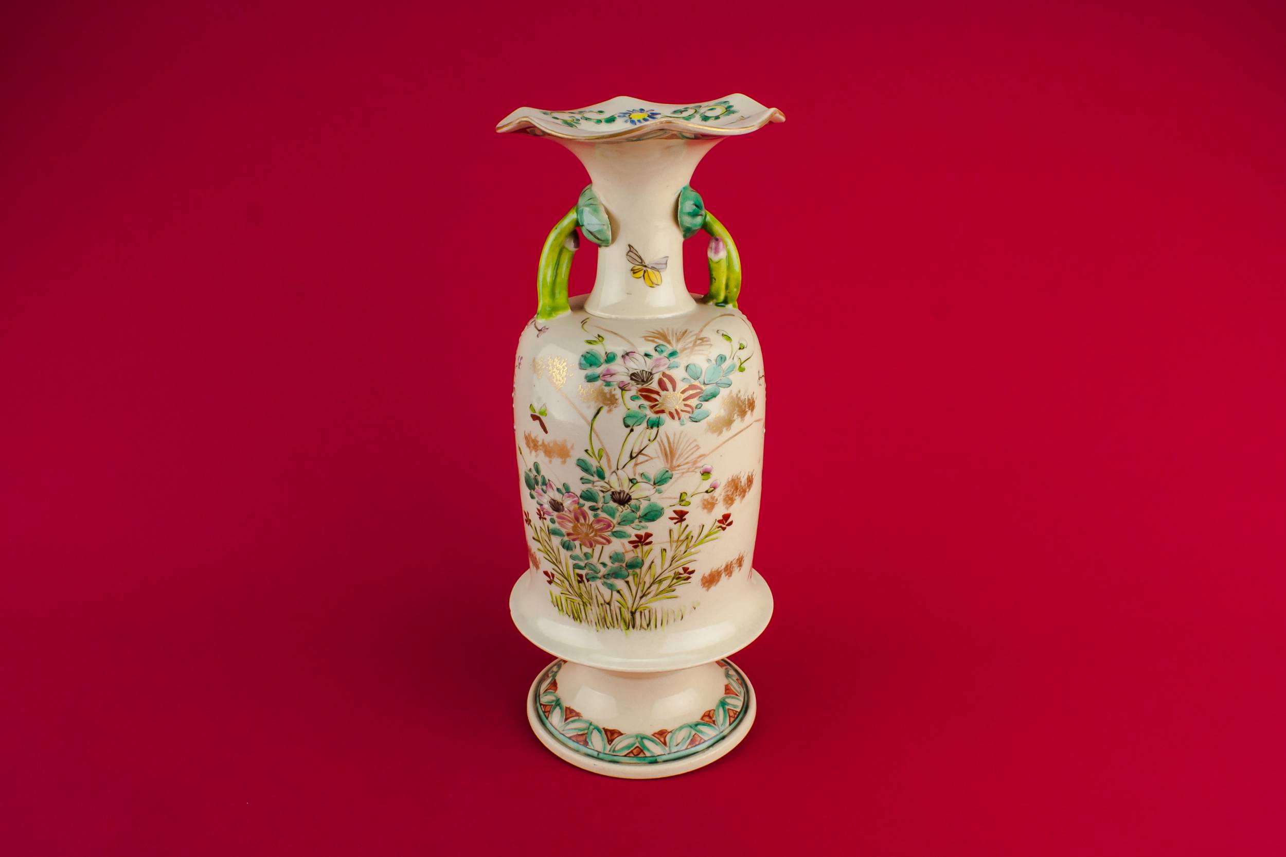 Elegant Antique Pottery — Tall complex baluster vase