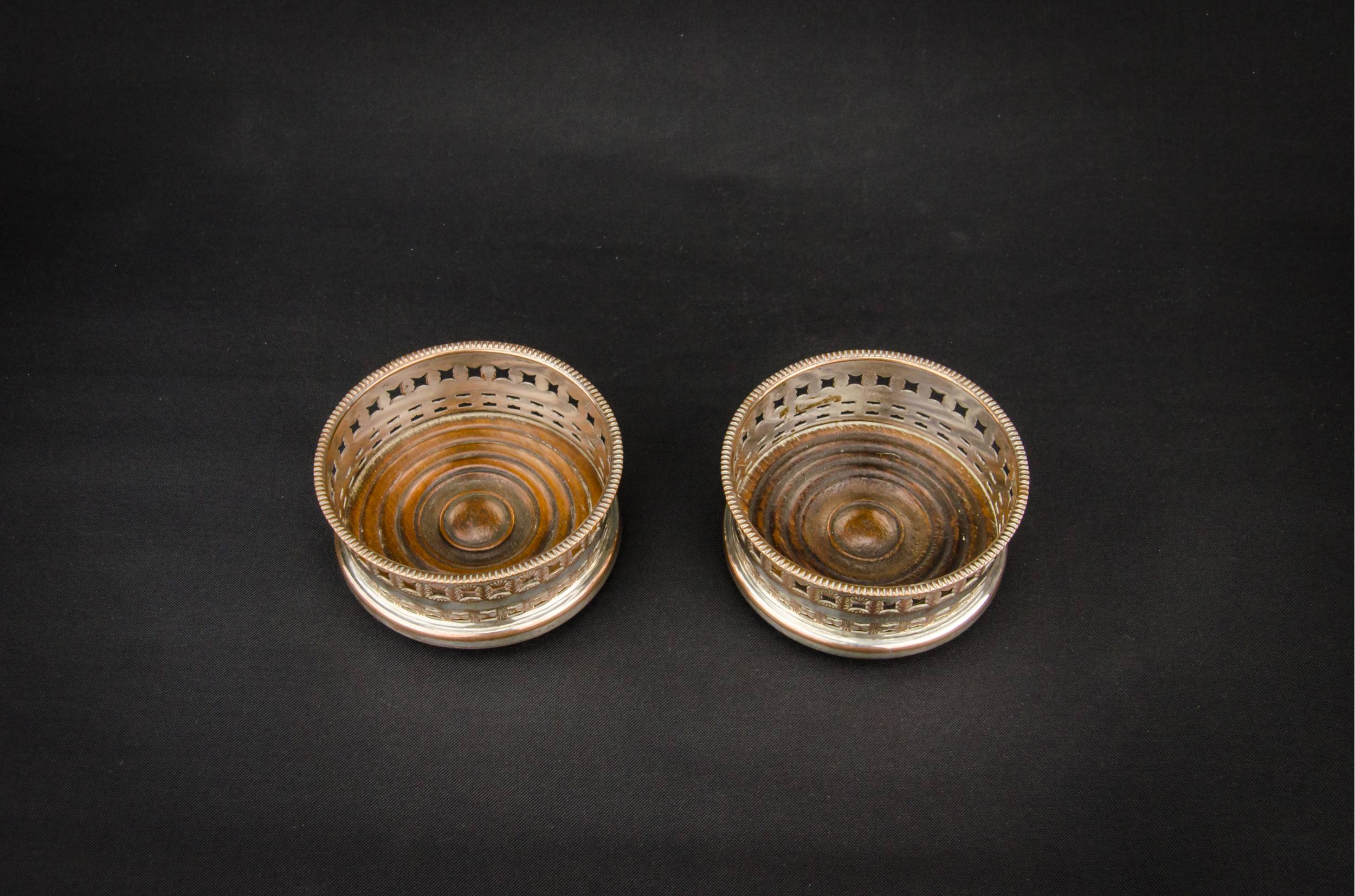 Elegant Antique COASTERS — 2 small bottle coasters 1