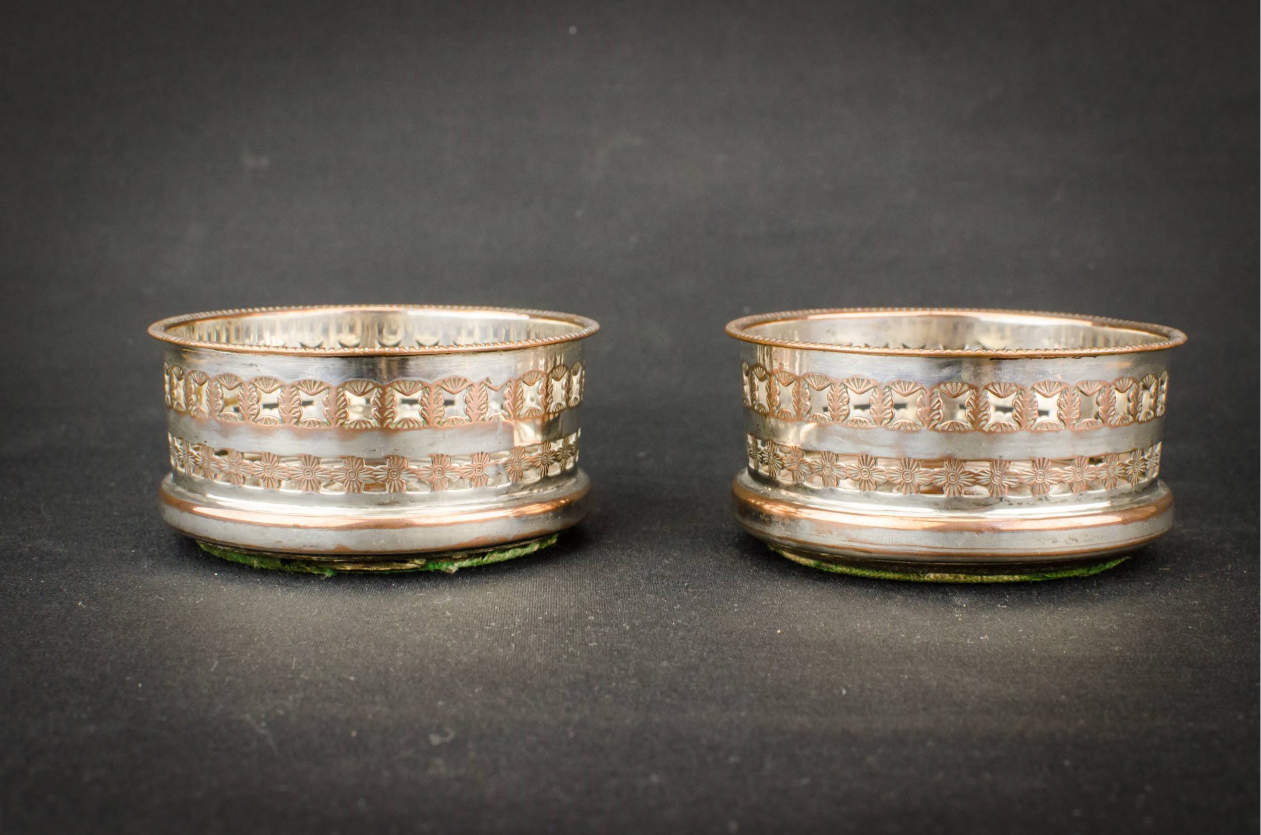 Elegant Antique COASTERS — 2 small bottle coasters 4