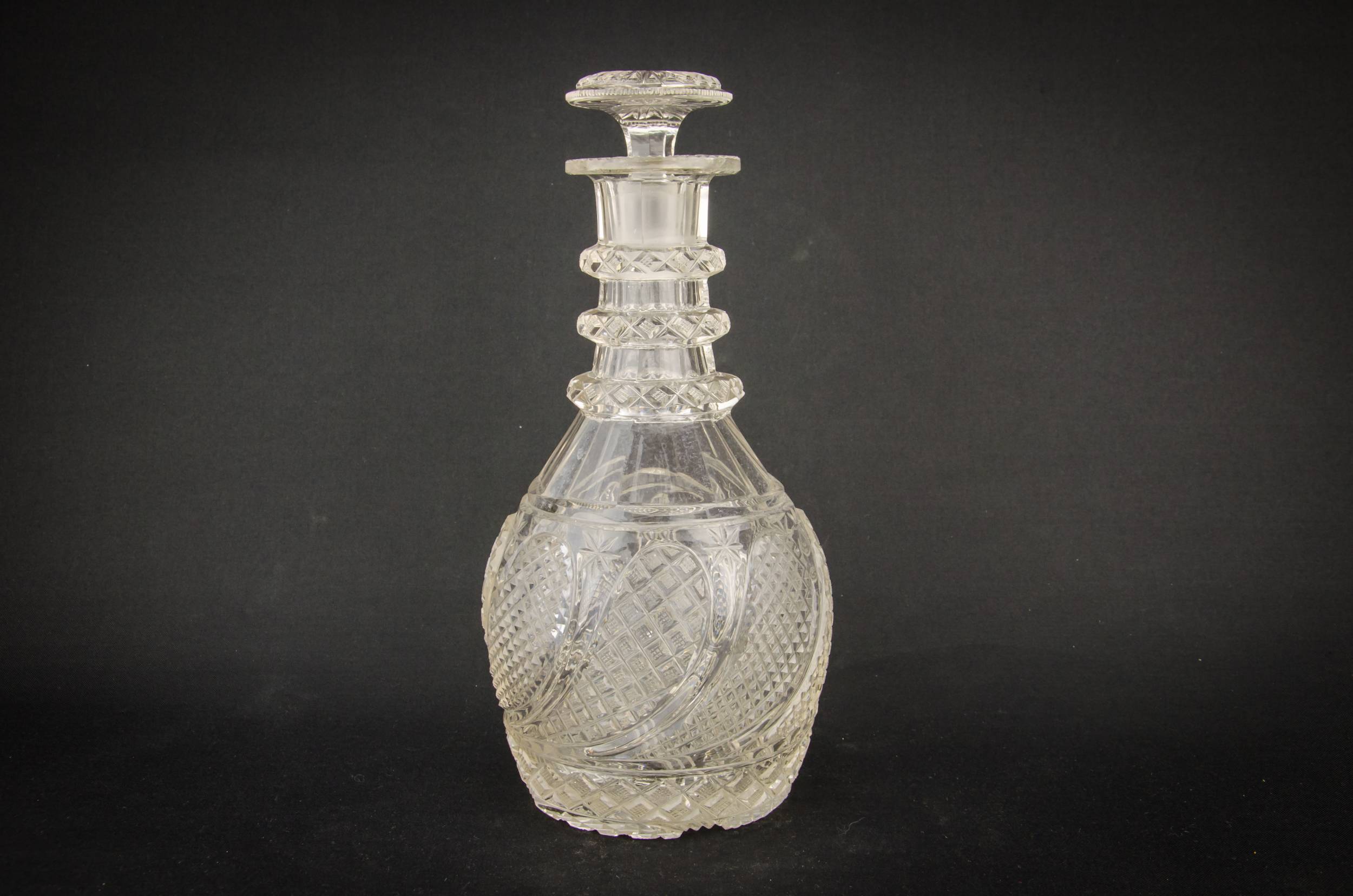 Cut Glass Crystal — 2 cut glass sherry decanters 8