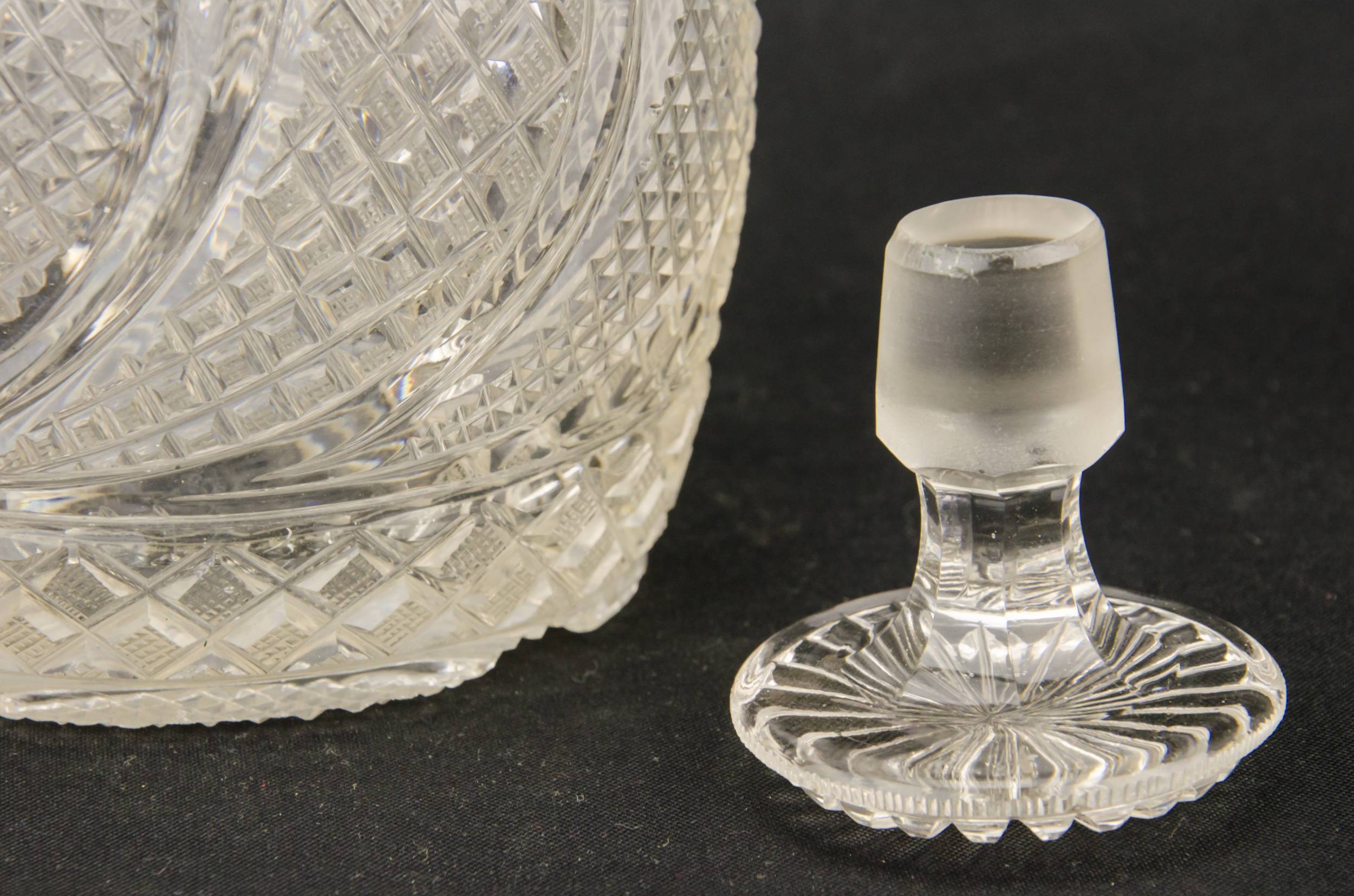Cut Glass Crystal — 2 cut glass sherry decanters 4
