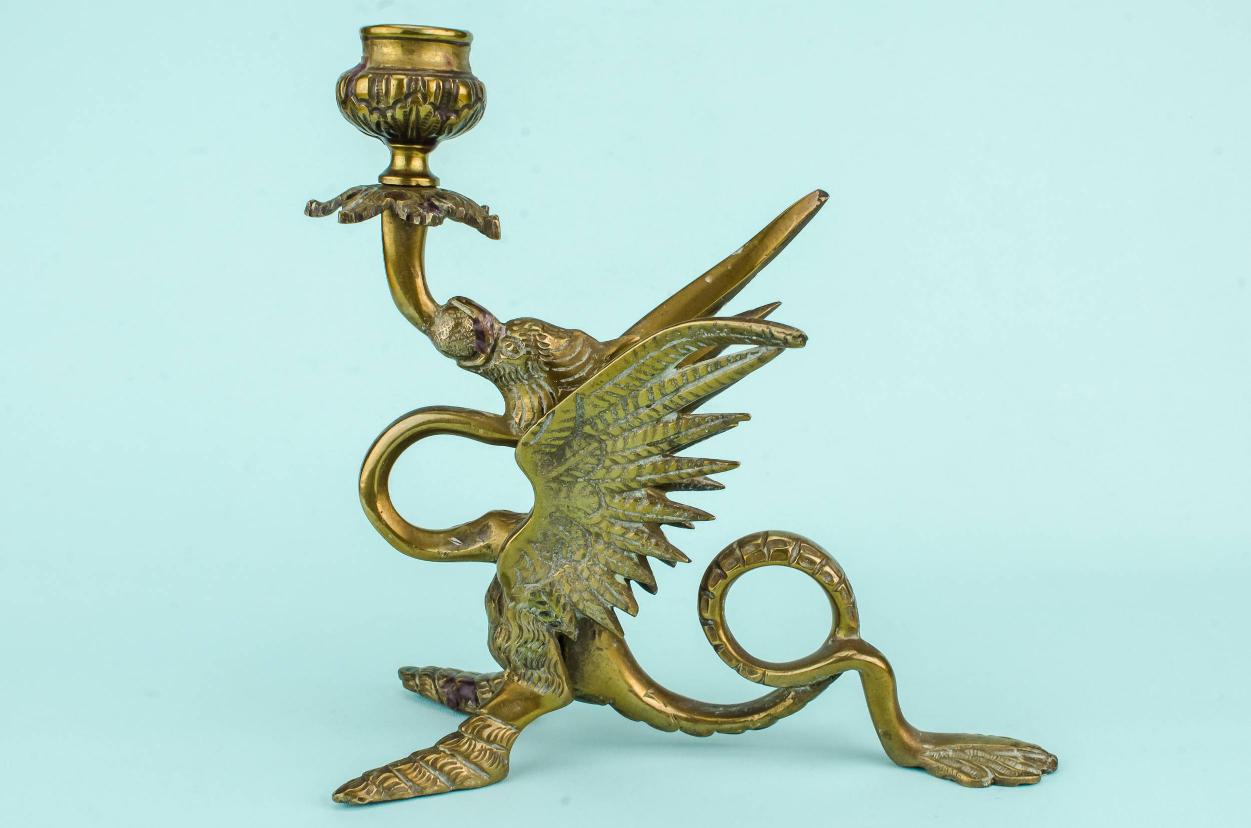 Antique Rustic CANDLESTICK — Dragon candlestick 1