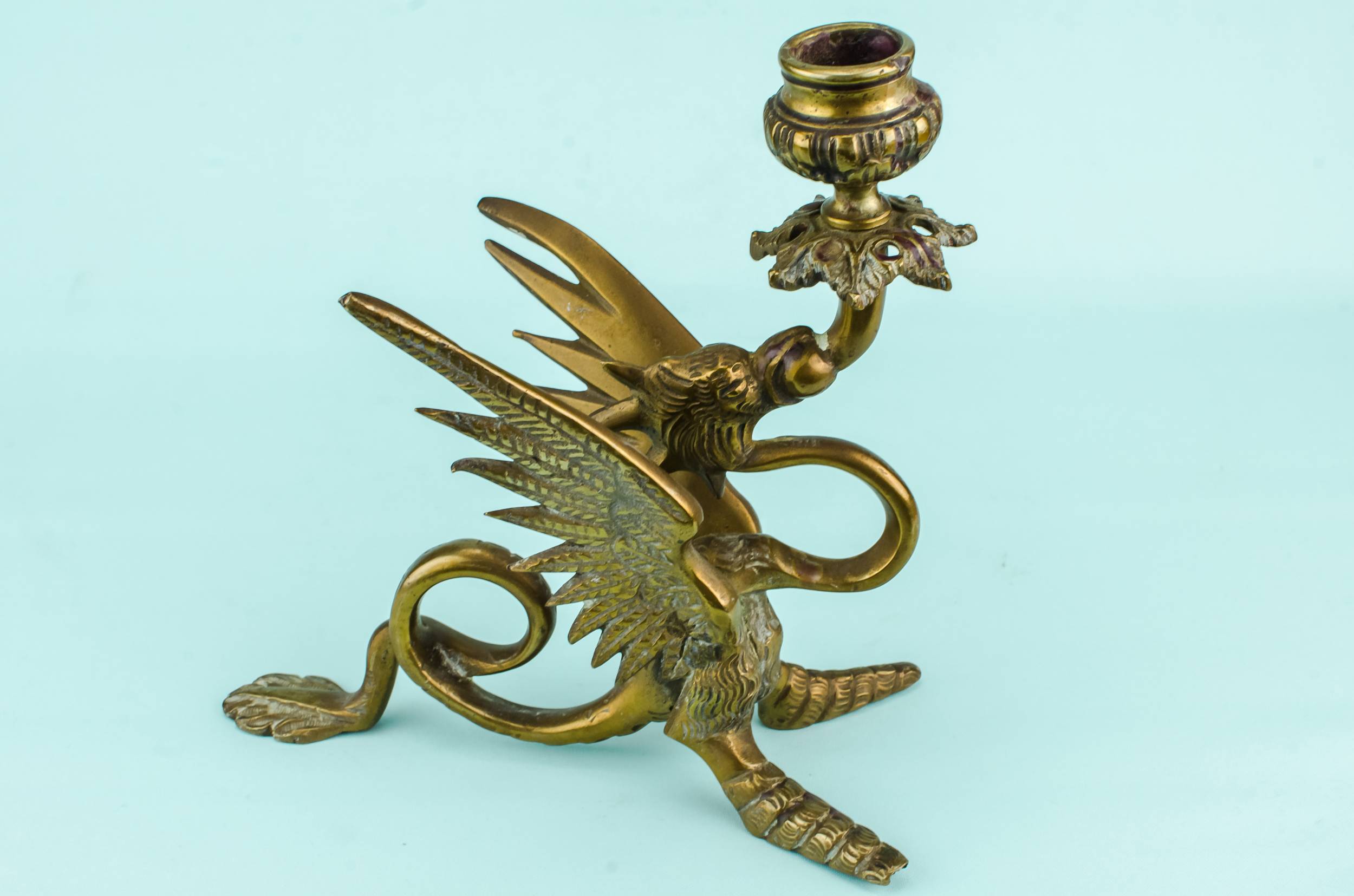 Antique Rustic CANDLESTICK — Dragon candlestick 2