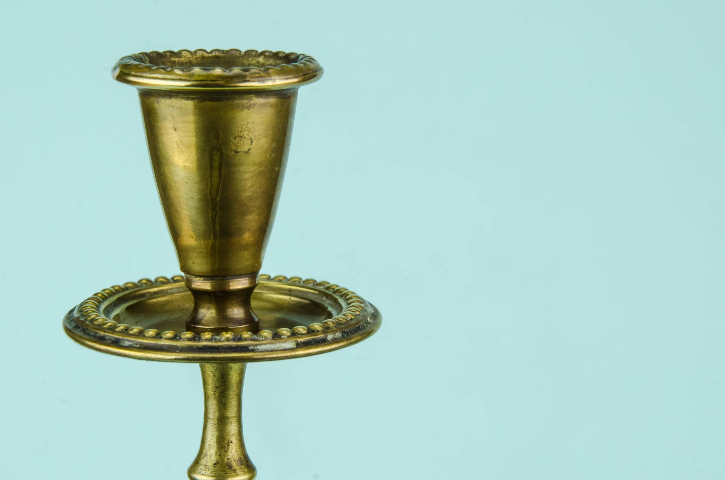Shabby Chic Antique — Brass tall candlestick 1
