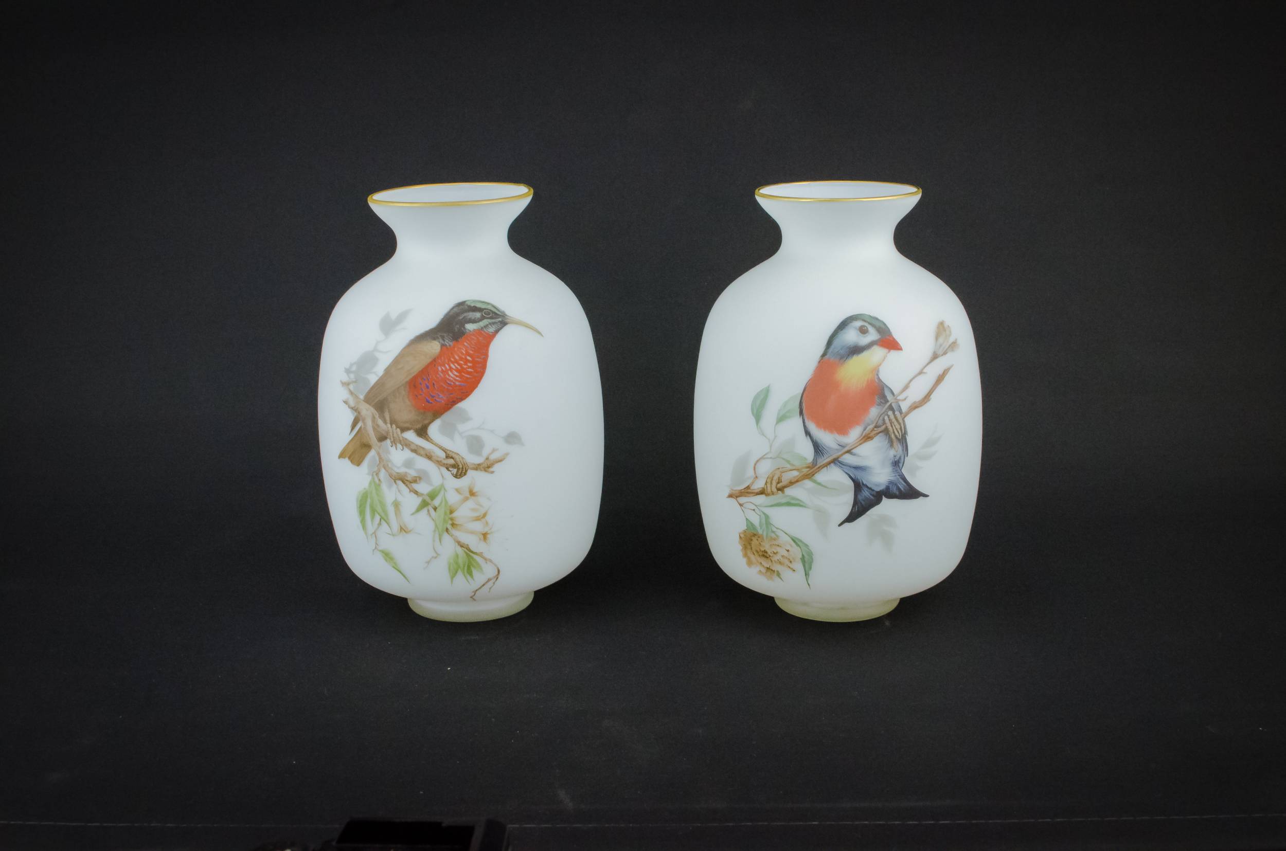 Elegant Vintage Glass — 2 white glass vases