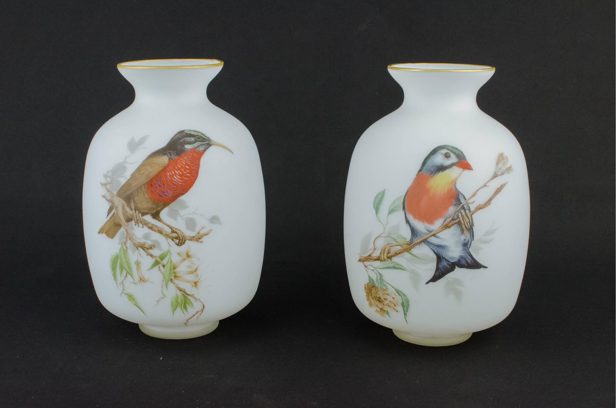 Elegant Vintage Glass — 2 white glass vases 3