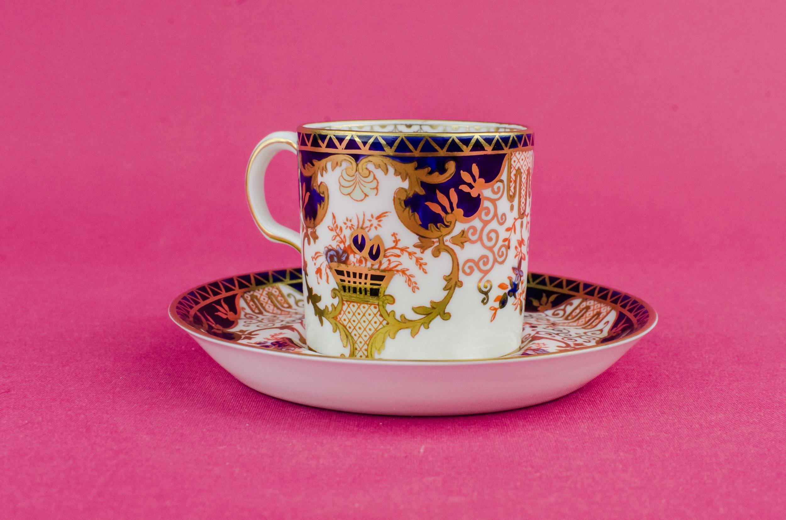 Antique Spectacular Saucer — Blue bone china coffee cup 2