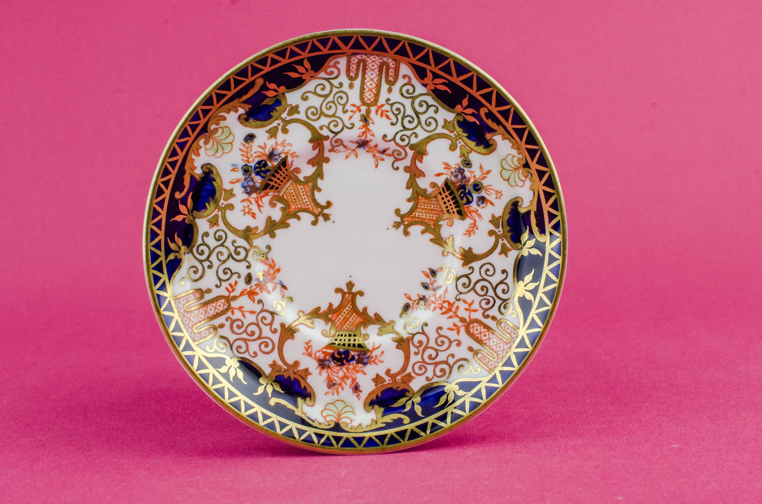 Antique Spectacular Saucer — Blue bone china coffee cup 1
