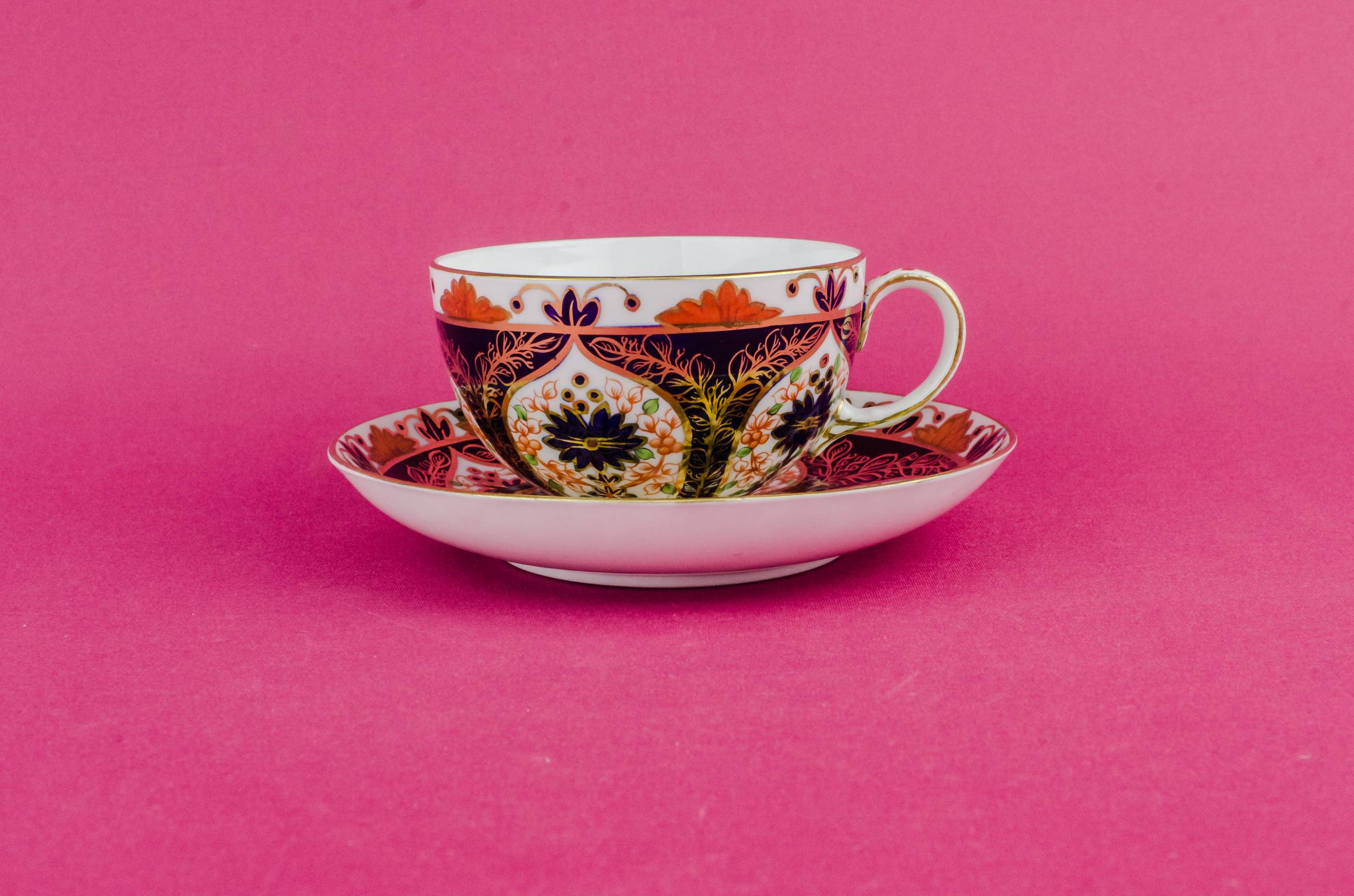 Victorian Antique Saucer — Blue bone china coffee cup