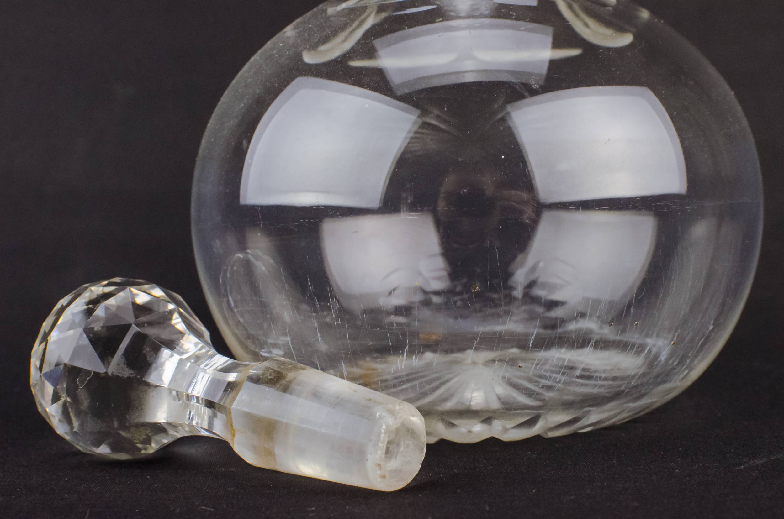 Victorian Cut Glass — Cut glass globular decanter 2