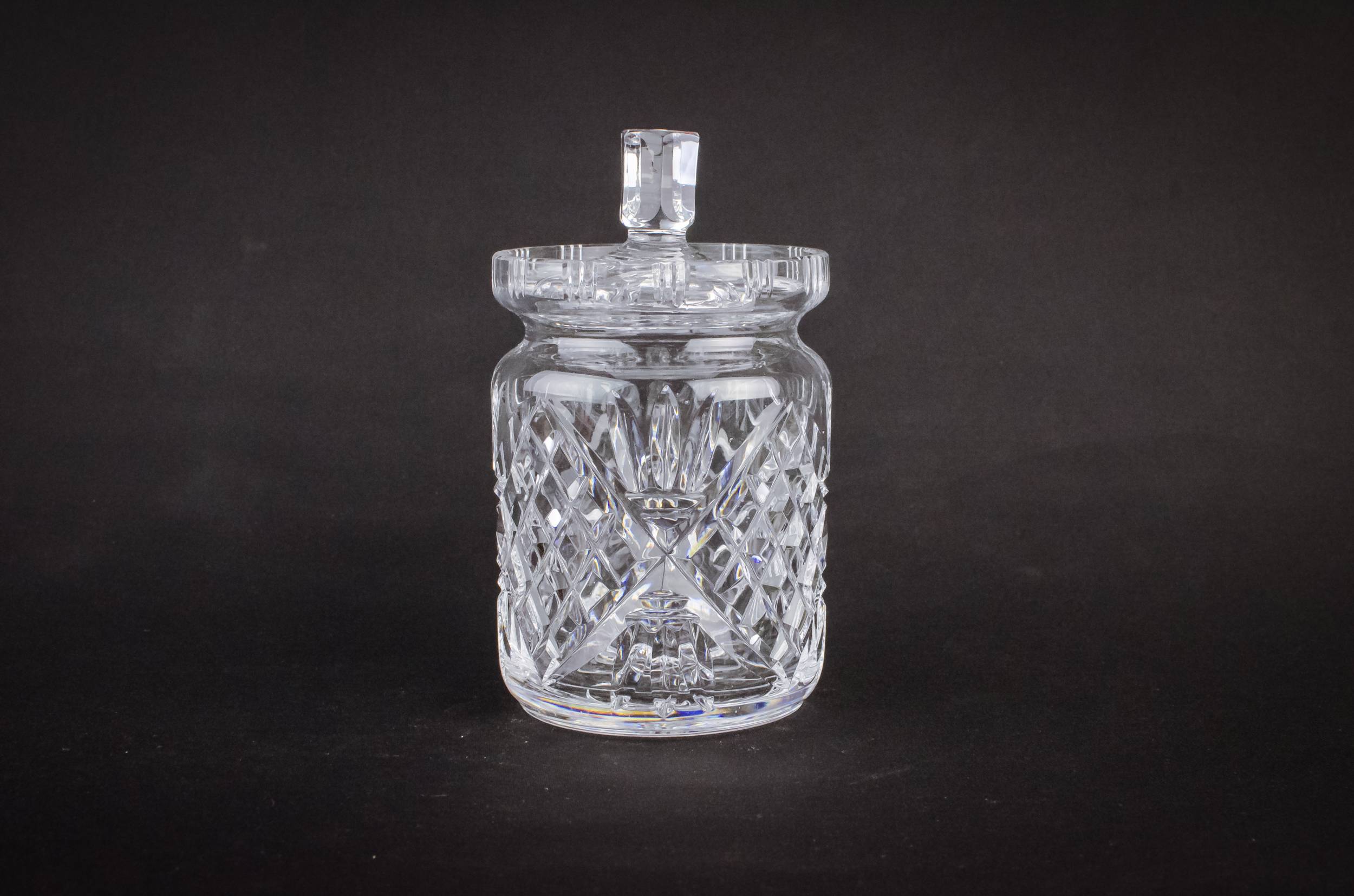 Vintage Glass Crosshatch — Retro condiment pot