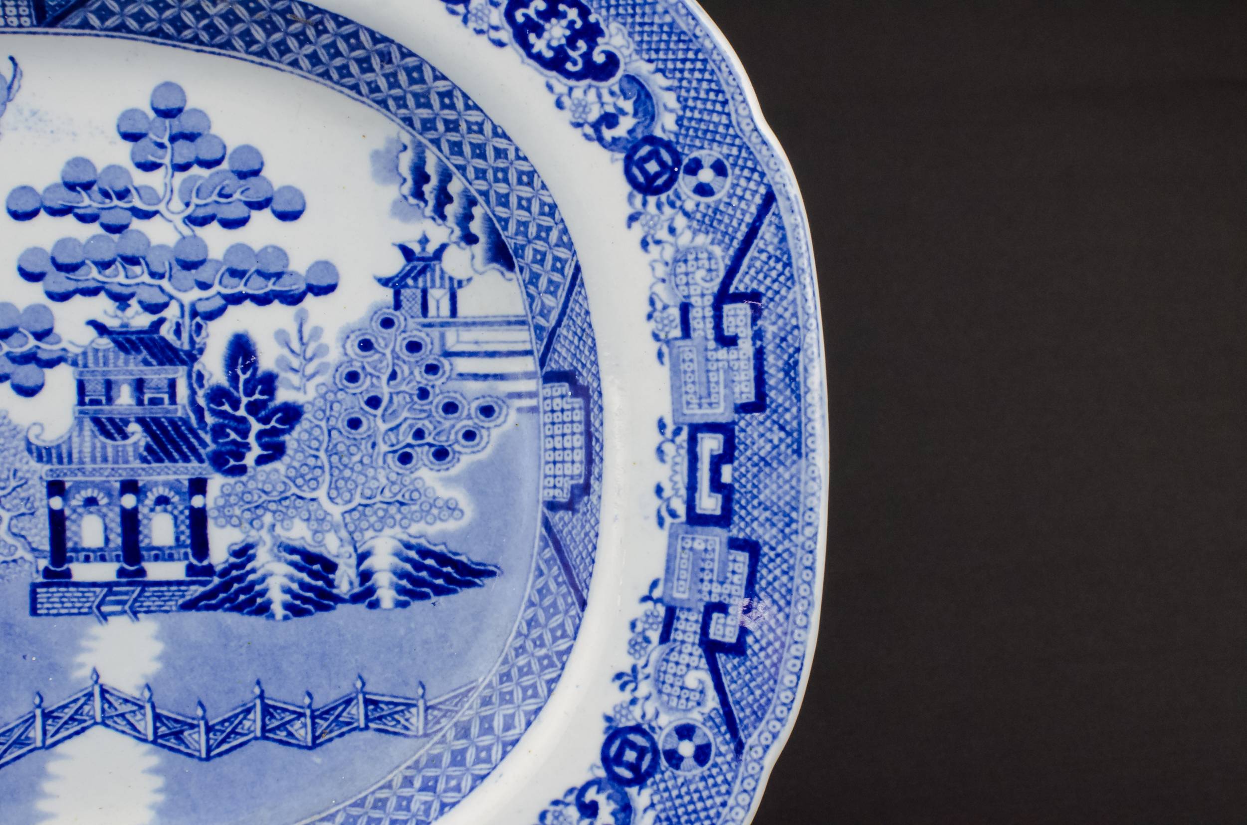 Blue Retro Porcelain — Blue and white platter 1