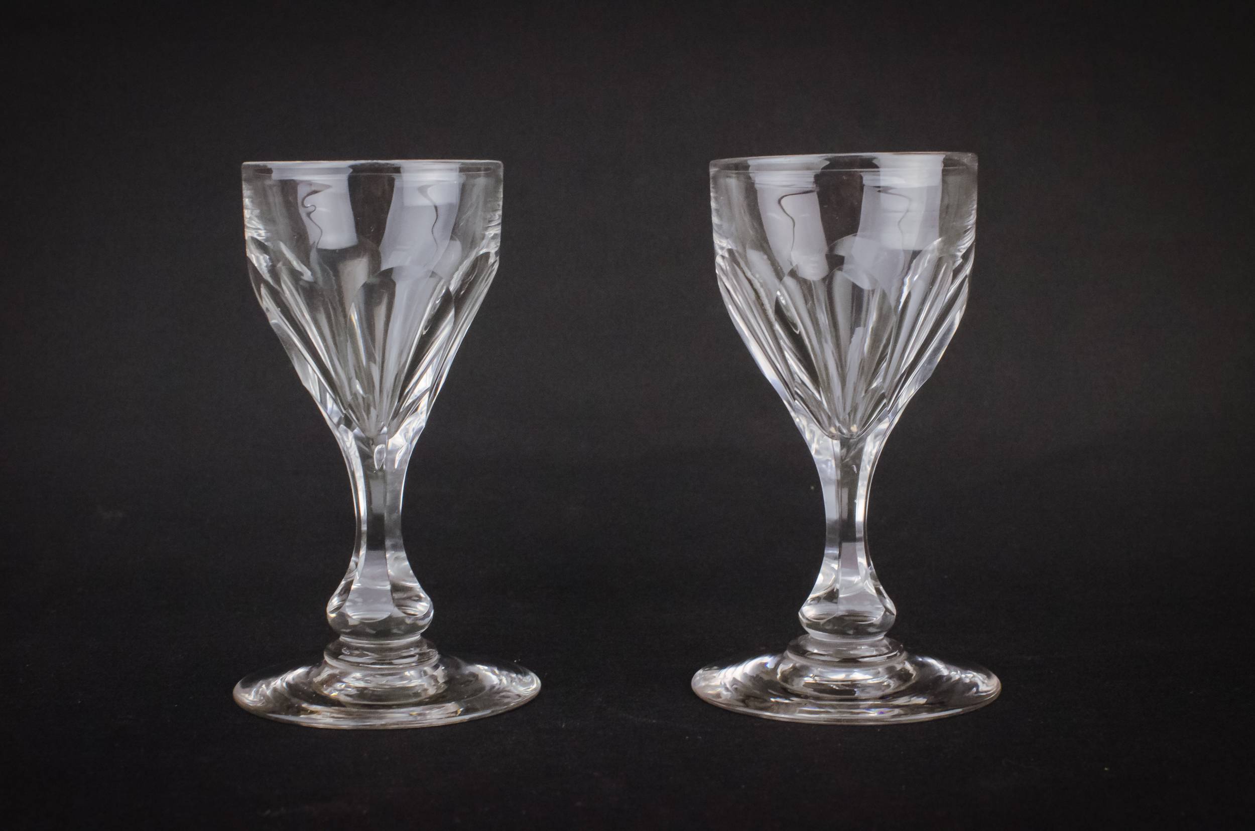 Victorian Antique Large — 2 cut glass port glasses 1