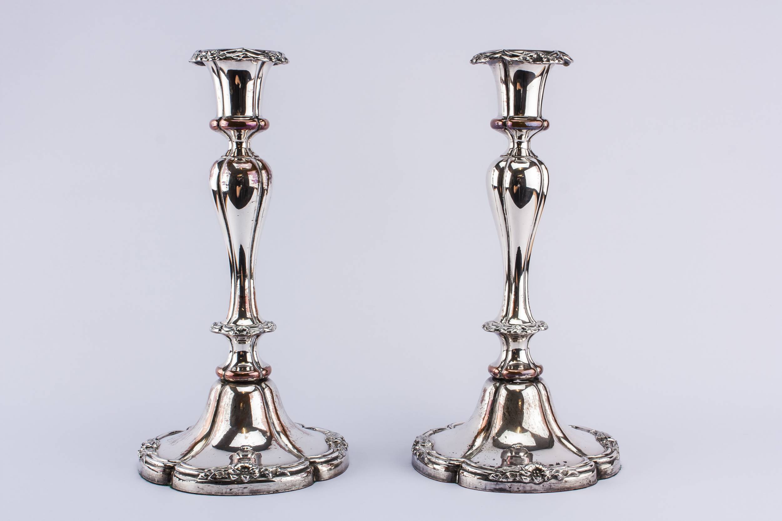 Charming Antique Floral — Pair of tall candlesticks 1