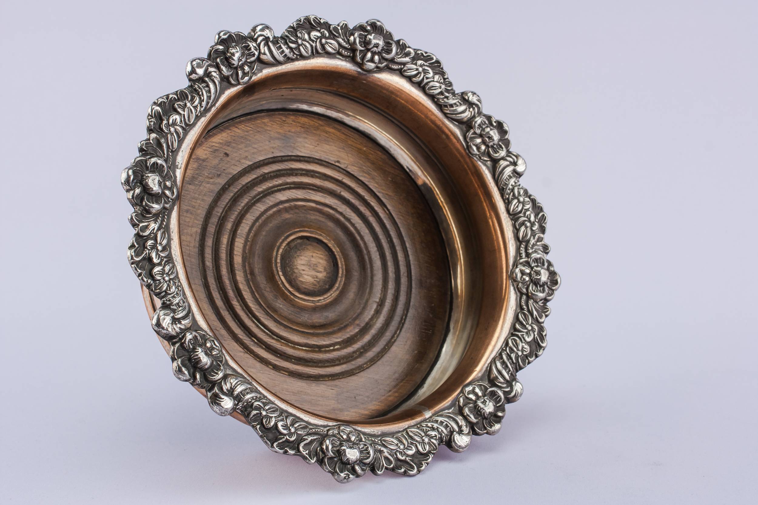 Silver Plated Metal — Large High Victorian coaster 1