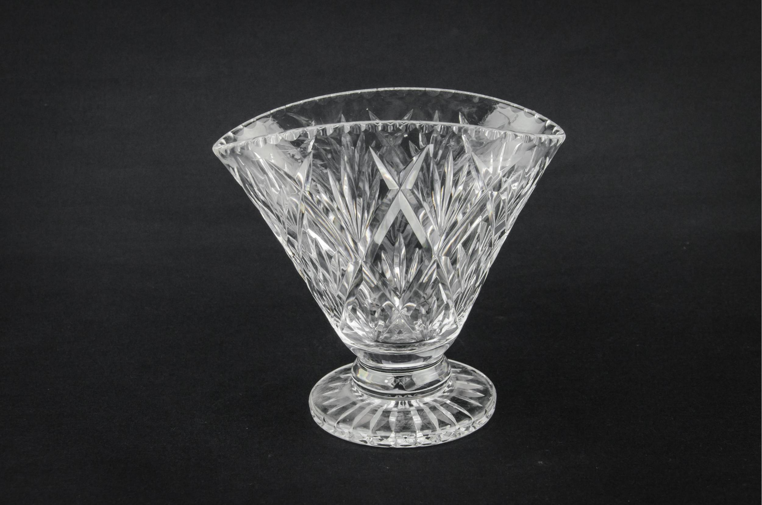 Charming Vintage Crosshatch — Cut glass vase