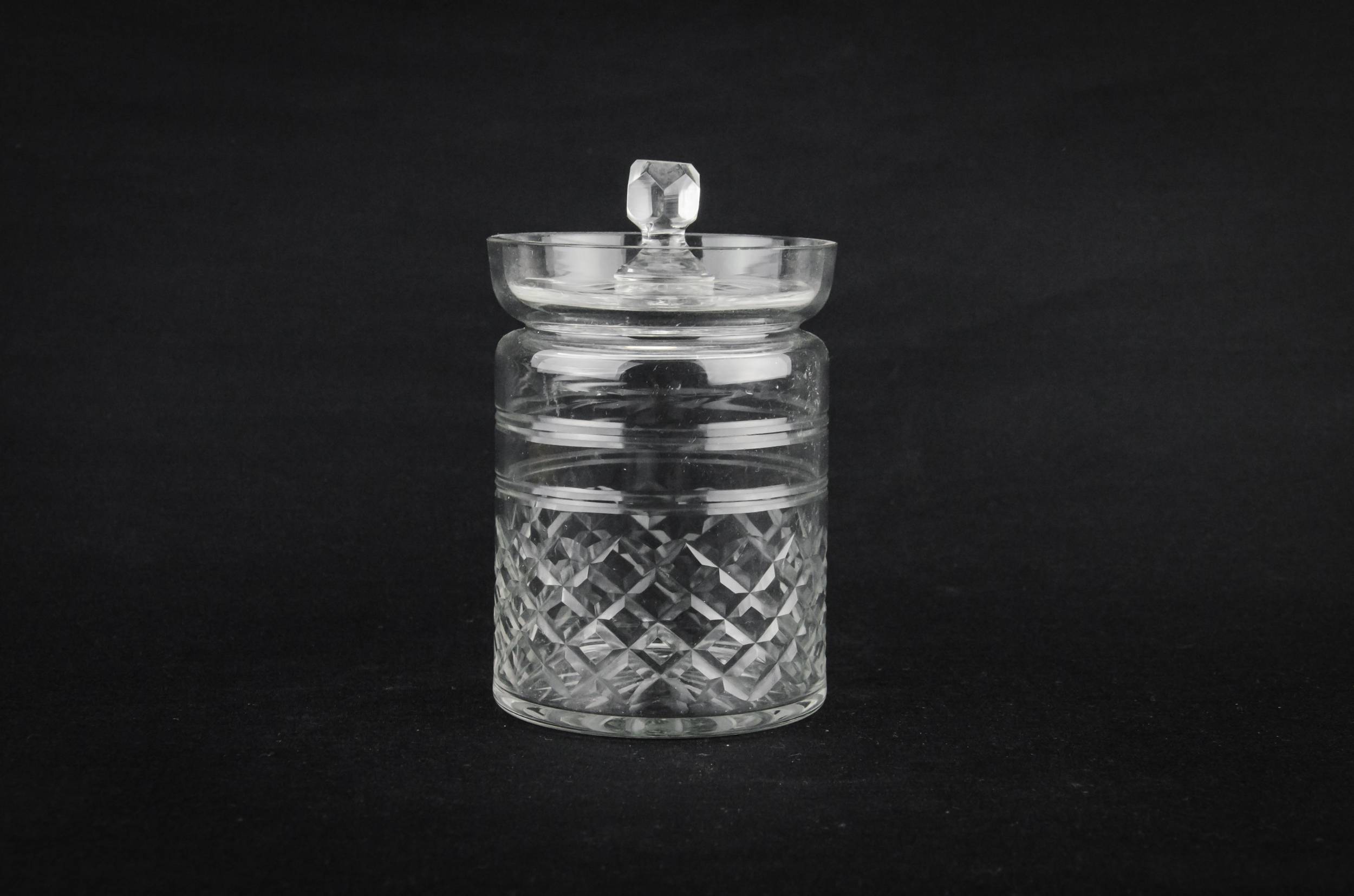 Glass Traditional Crosshatch — Glass condiment pot