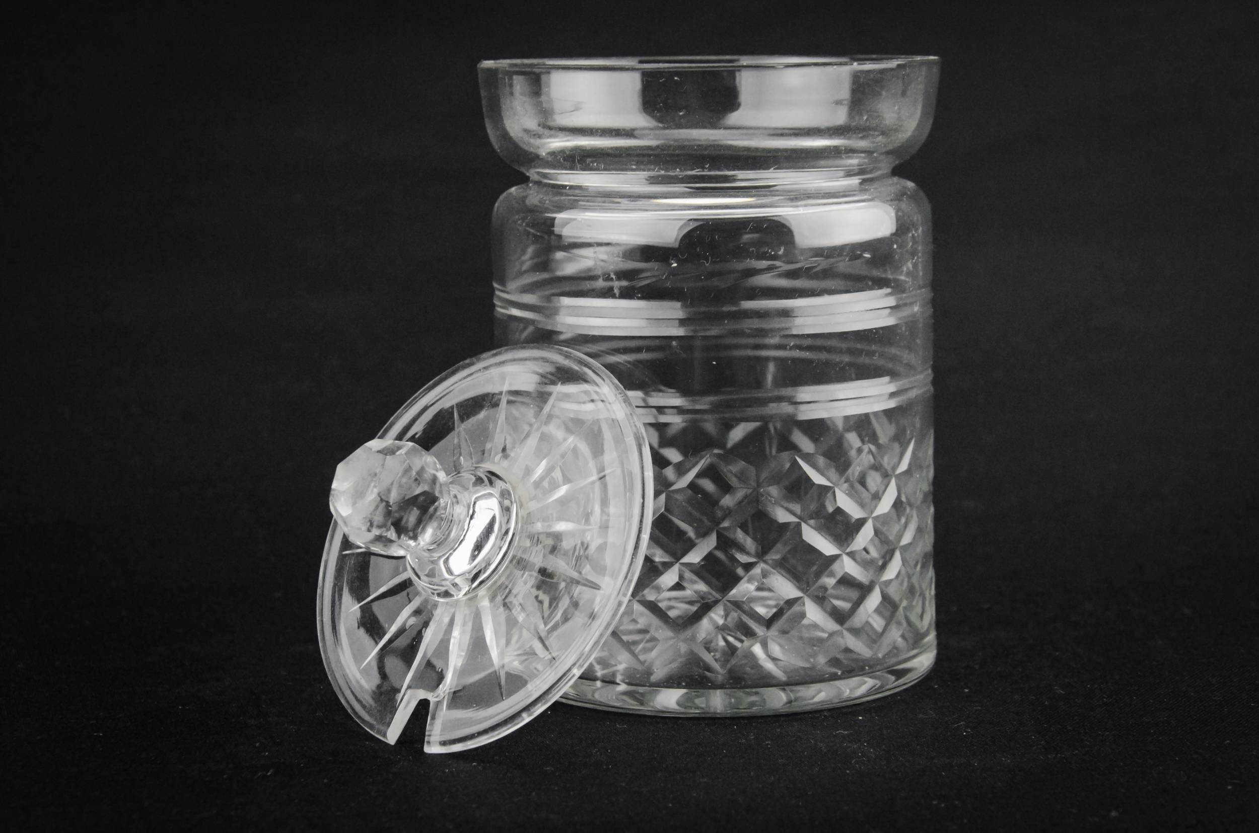 Glass Traditional Crosshatch — Glass condiment pot 2