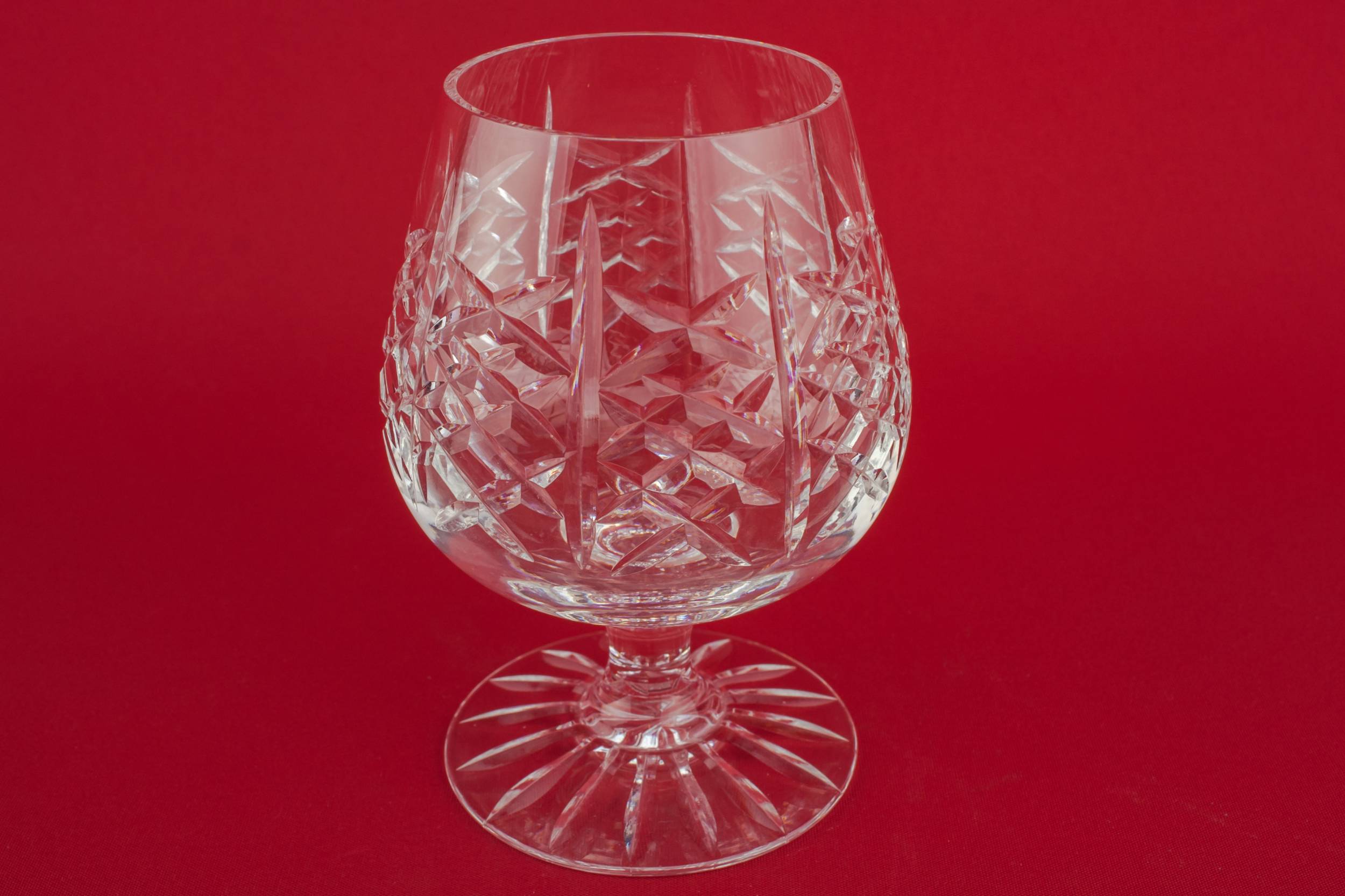 Cut Crystal Crosshatch — 2 crystal brandy glasses