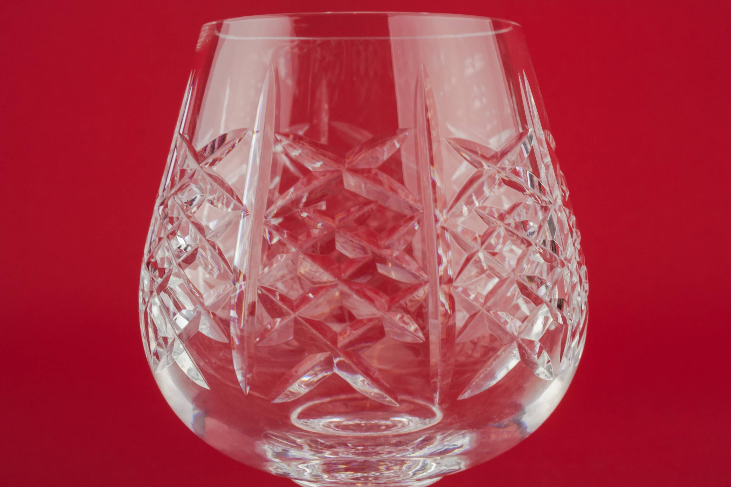 Cut Crystal Crosshatch — 2 crystal brandy glasses 2