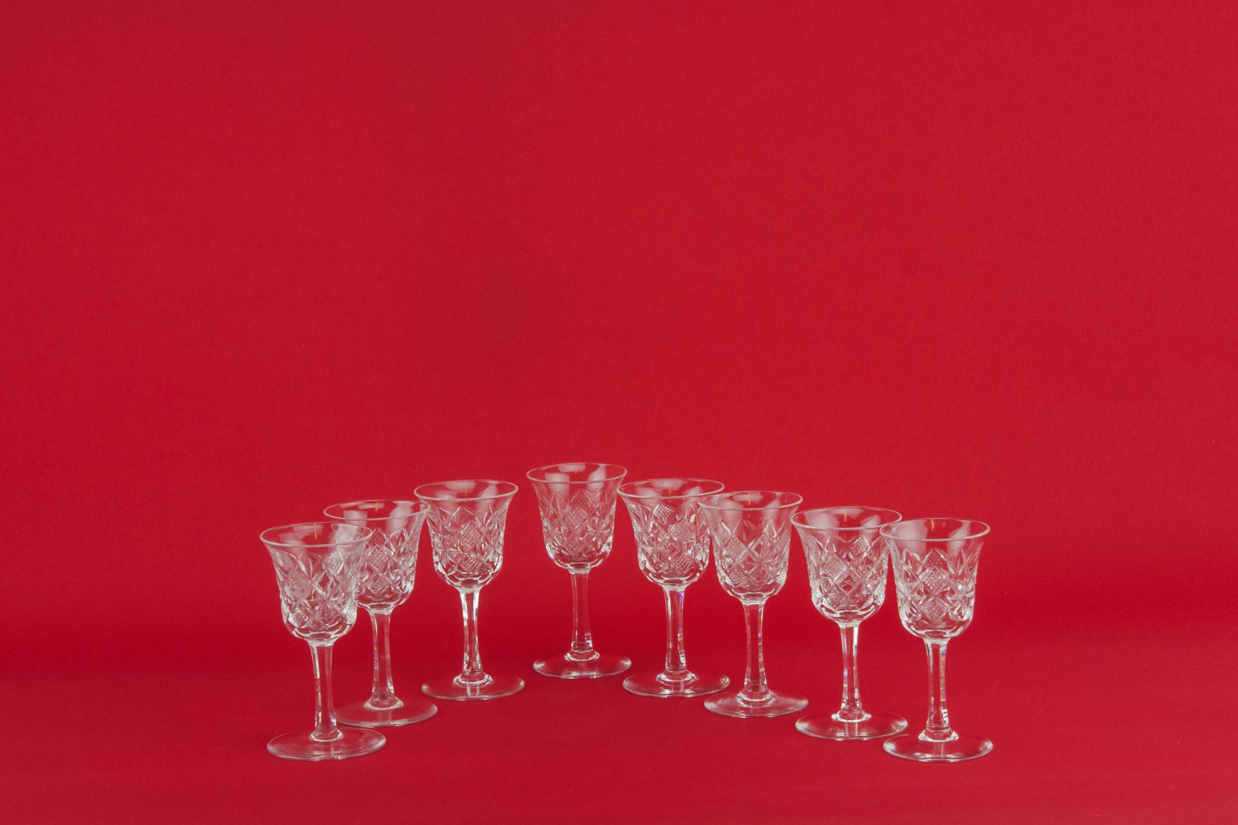Cut Crystal Crosshatch — 8 crystal shot glasses