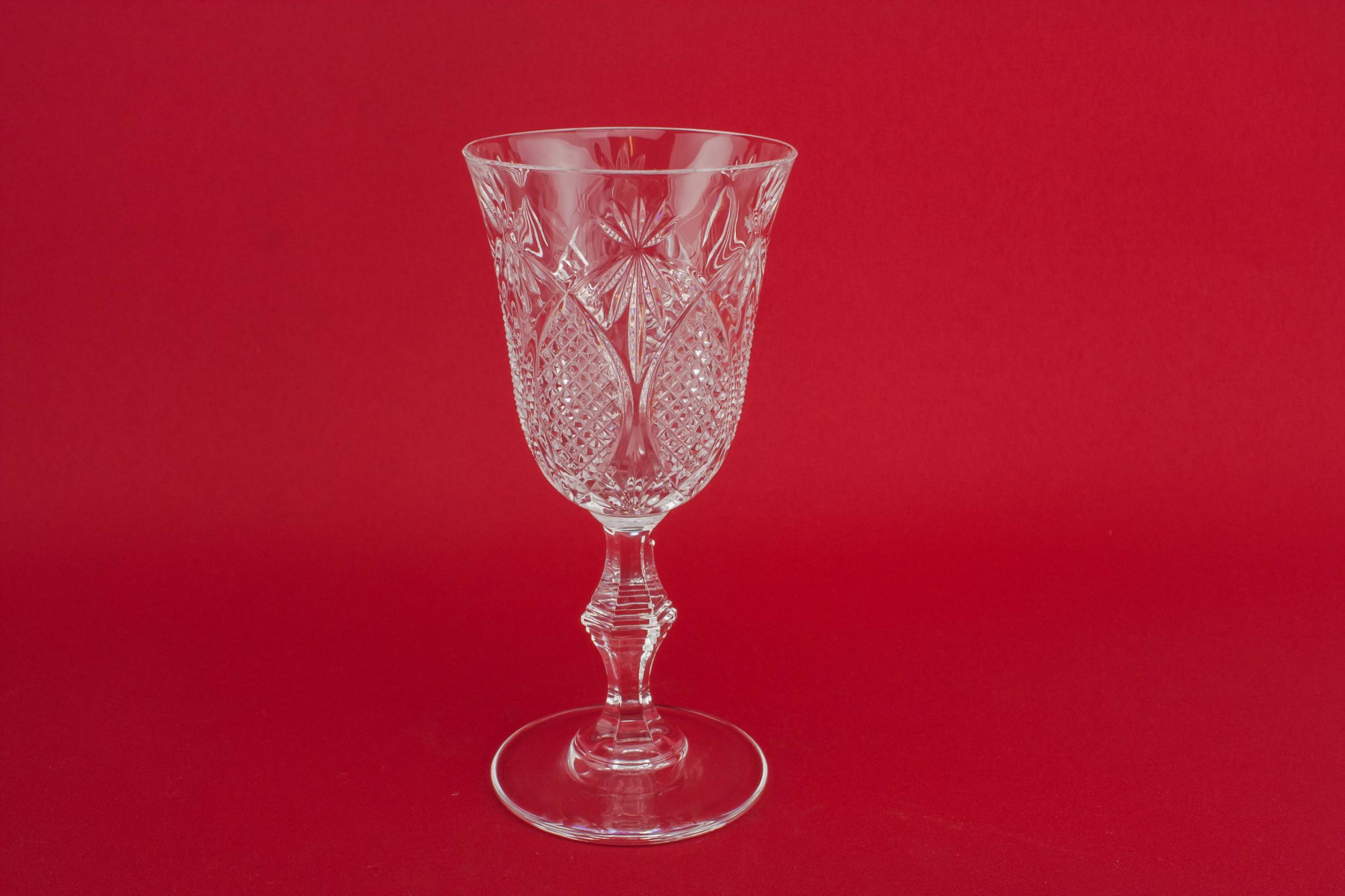 Cut Crystal Hobnail — 8 medium wine glasses