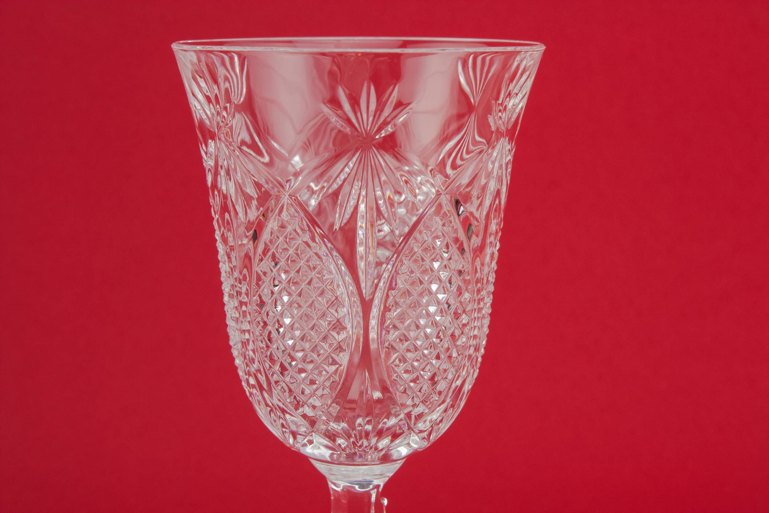 Cut Crystal Hobnail — 8 medium wine glasses 1