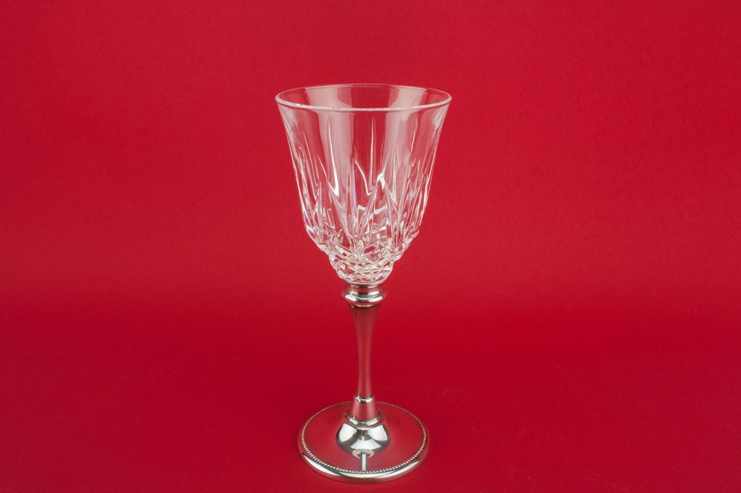 Crystal Modernist Fluted — 2 metal stem wine glasses