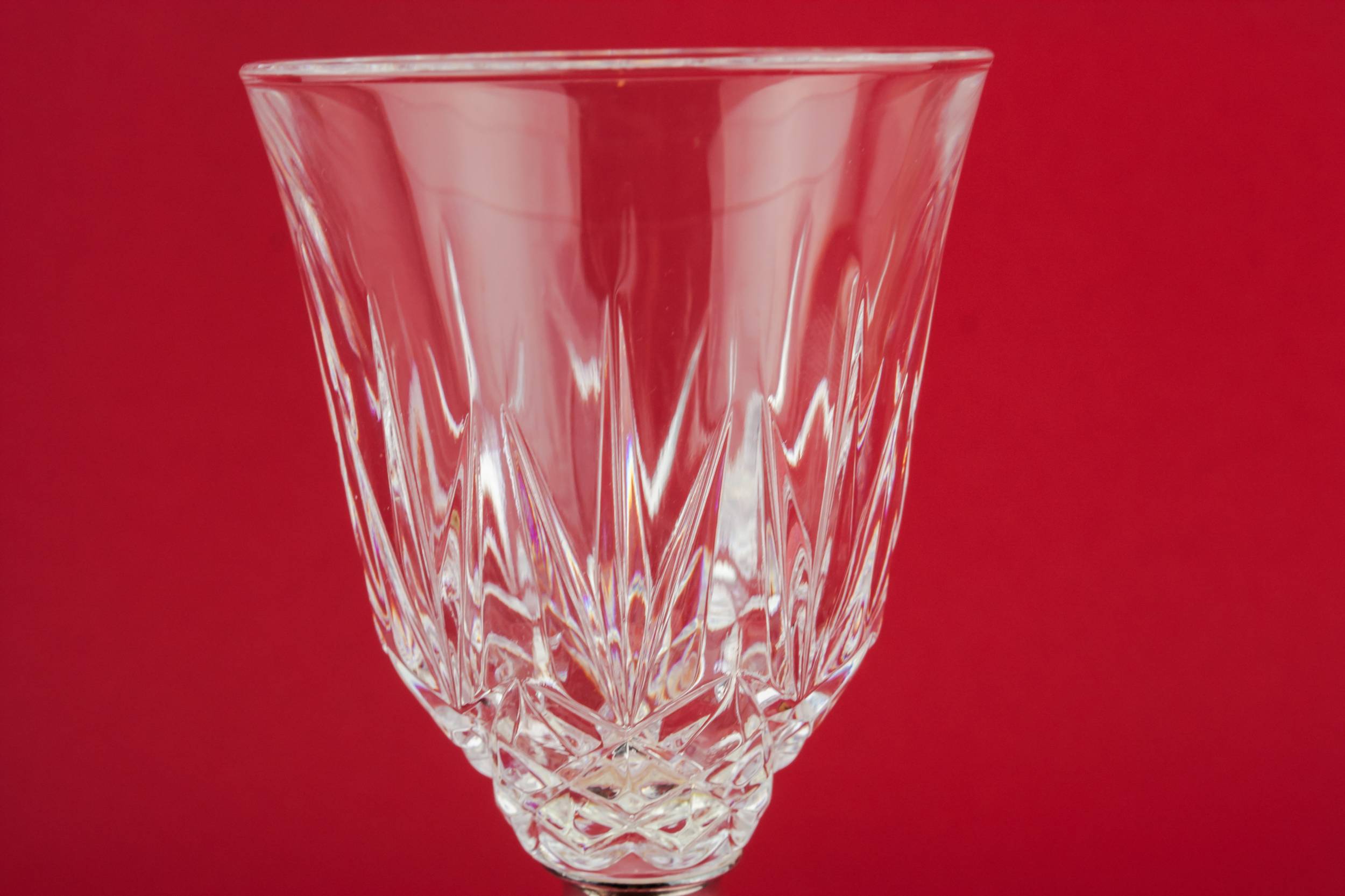 Crystal Modernist Fluted — 2 metal stem wine glasses 1