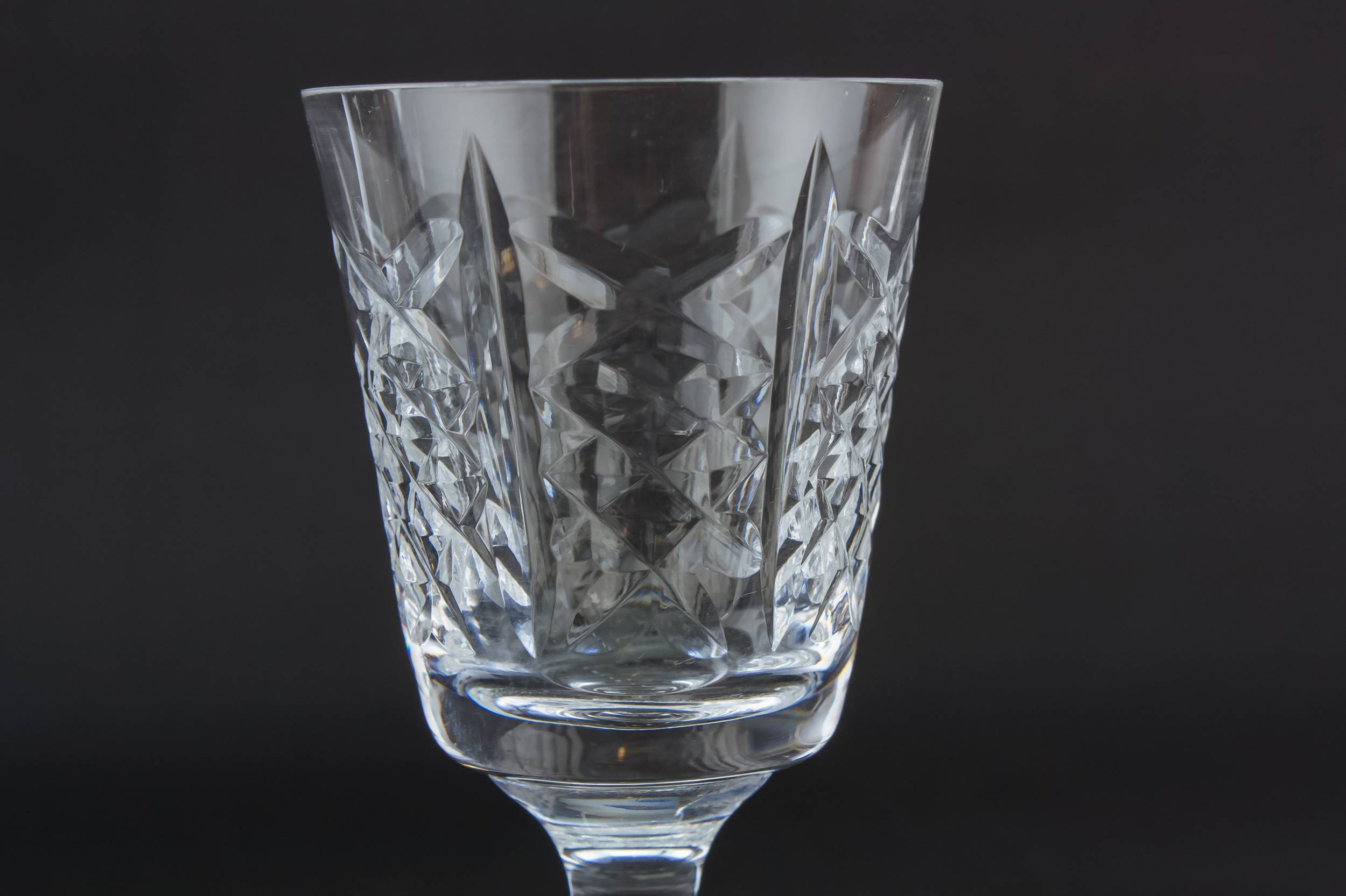 Retro Cut Crosshatch — 4 cut glass shot glasses 2
