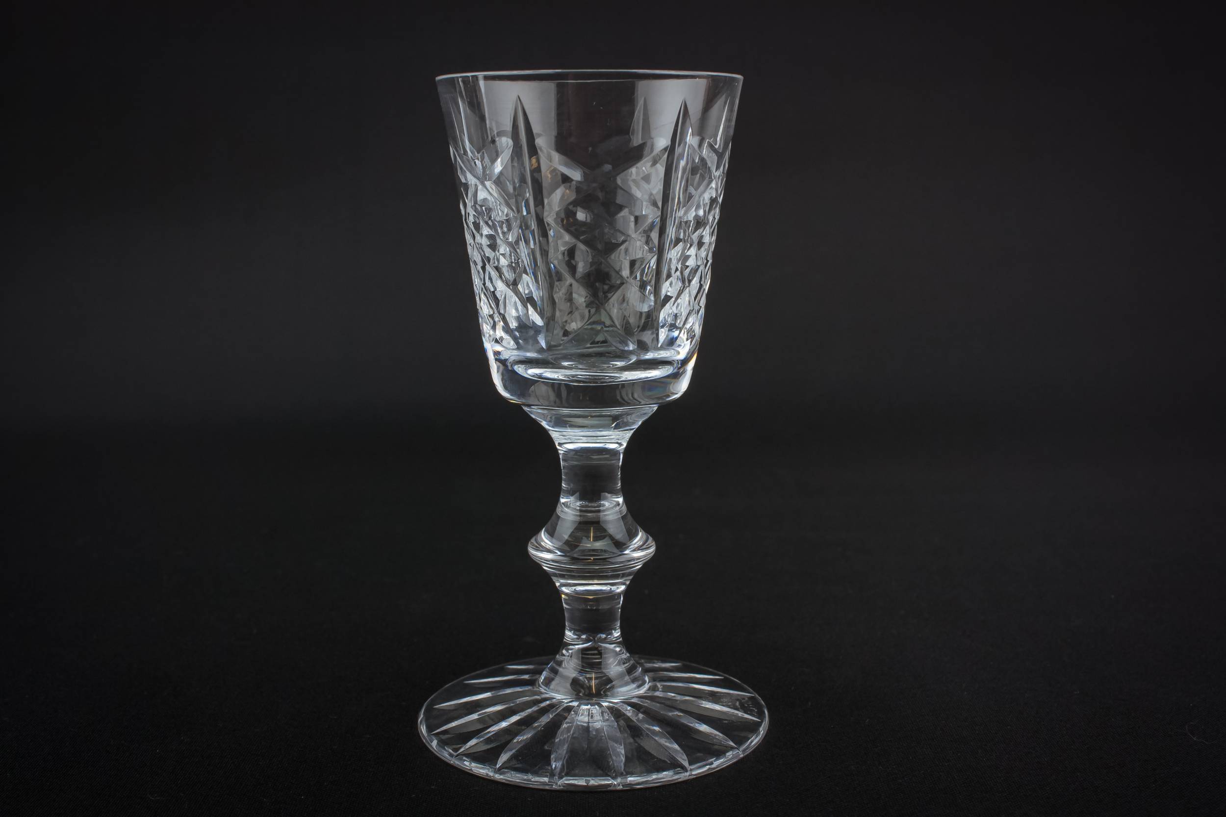 Retro Cut Crosshatch — 4 cut glass shot glasses 3