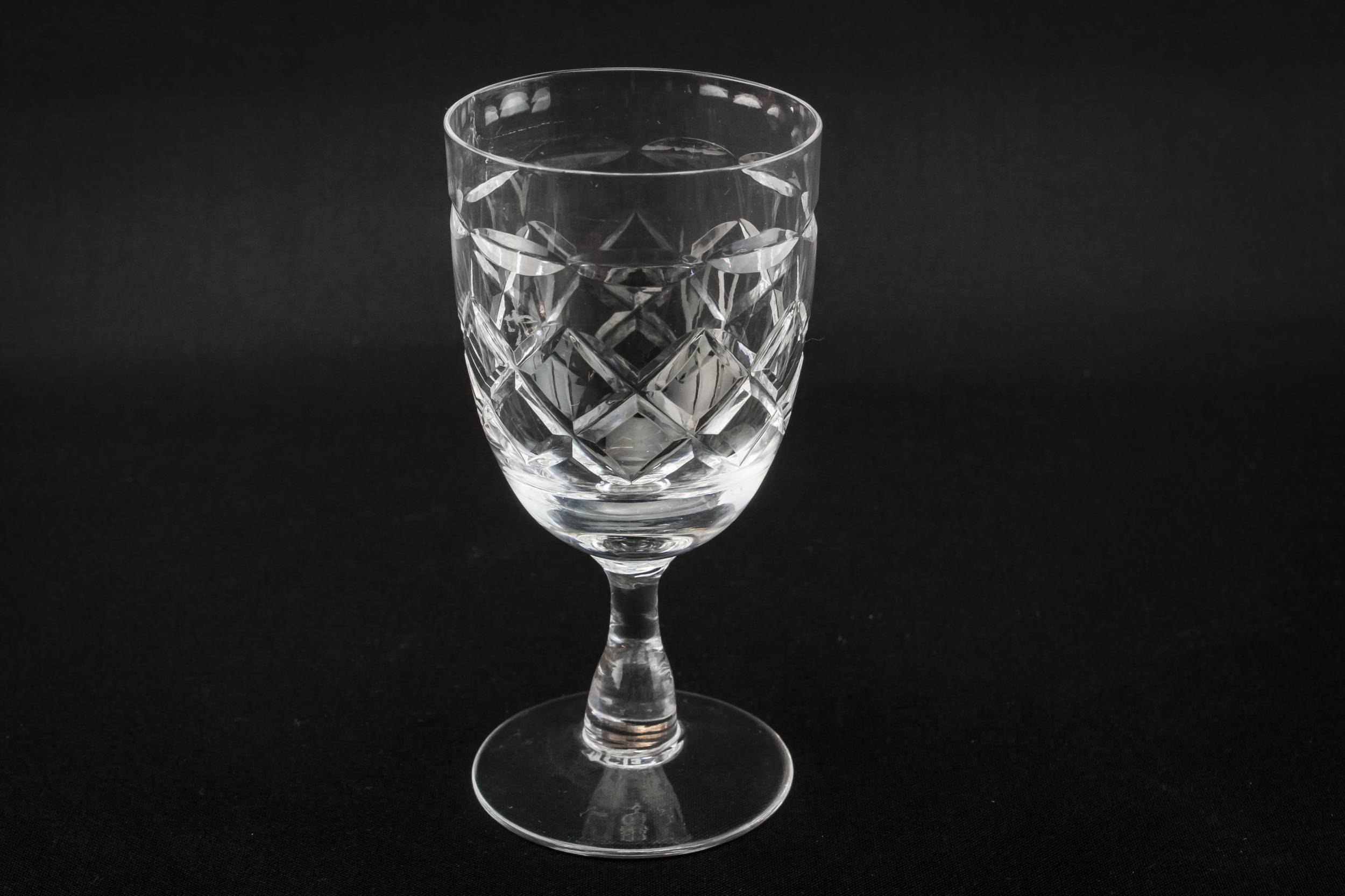 Blown Vintage Crosshatch — 5 stem port glasses