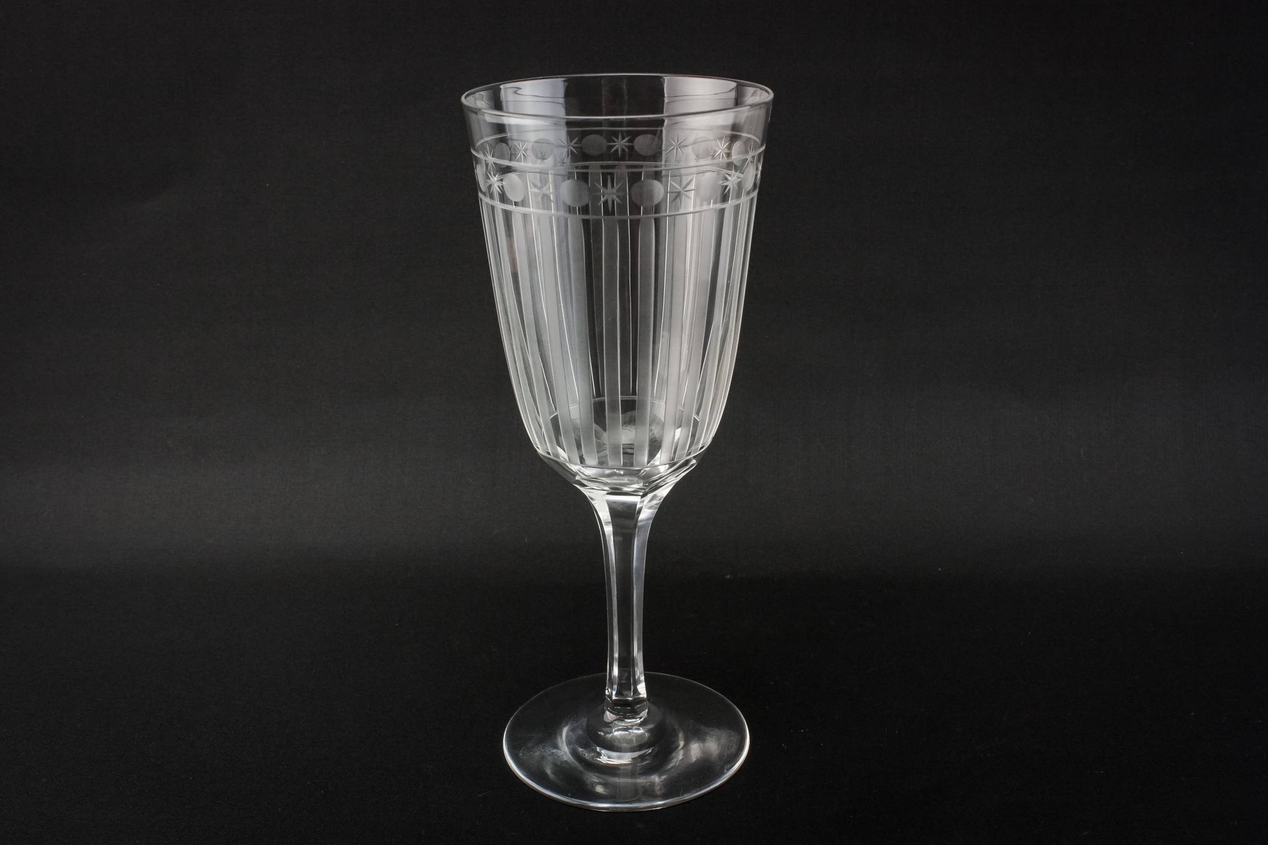 Cut Glass Crystal — 2 Art Deco champagne flutes