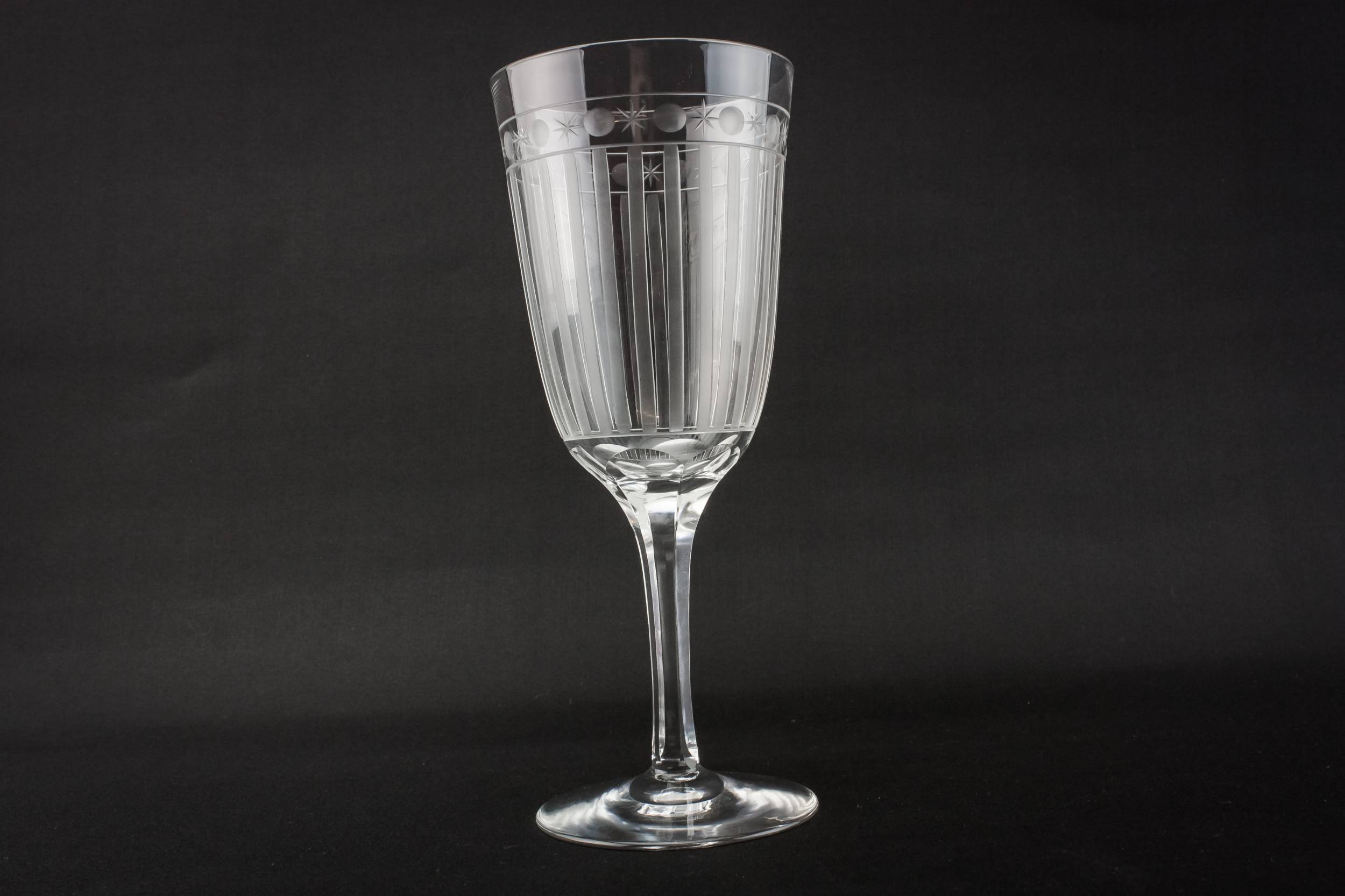 Cut Glass Crystal — 2 Art Deco champagne flutes 2