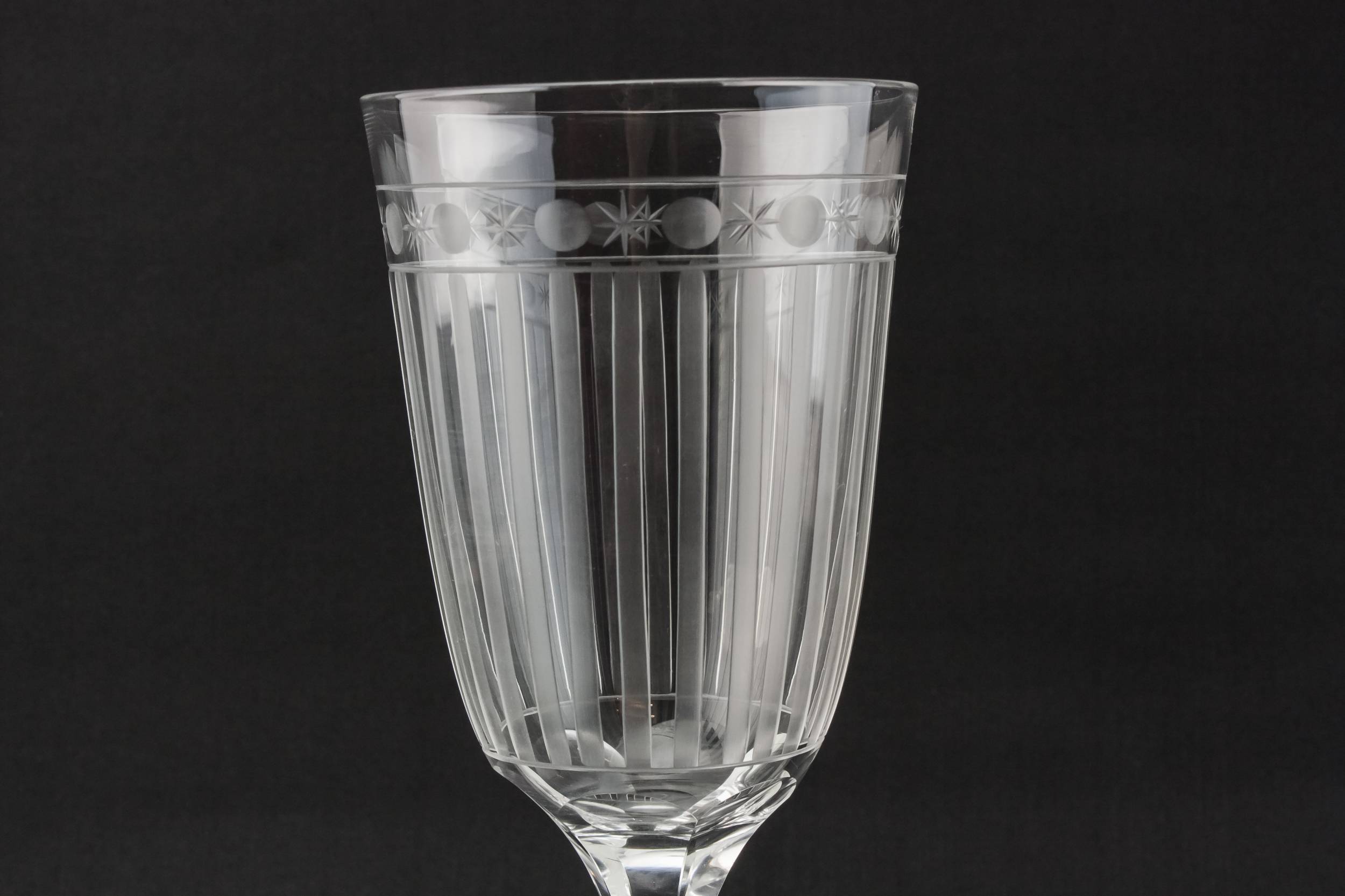 Cut Glass Crystal — 2 Art Deco champagne flutes 1