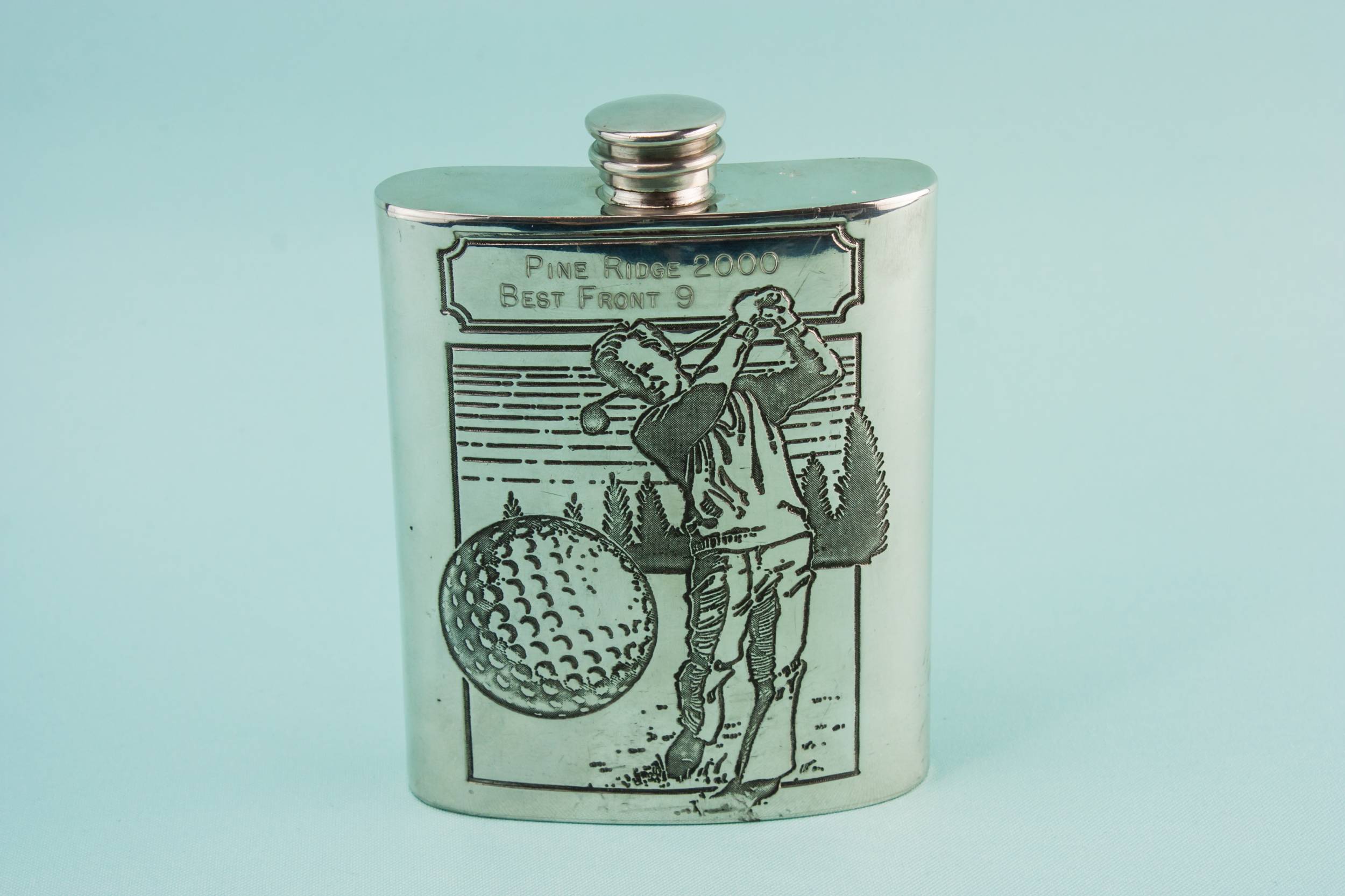 Pine Ridge Golf — Pewter golf hip flask