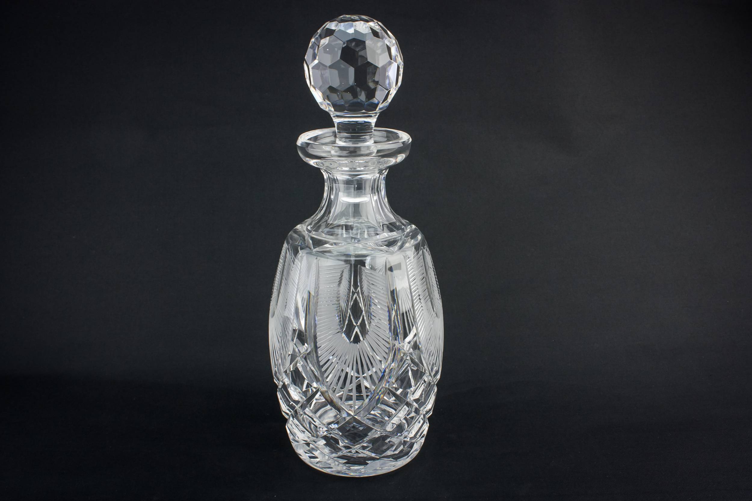 Cut Glass Crystal — Barrel cut glass decanter